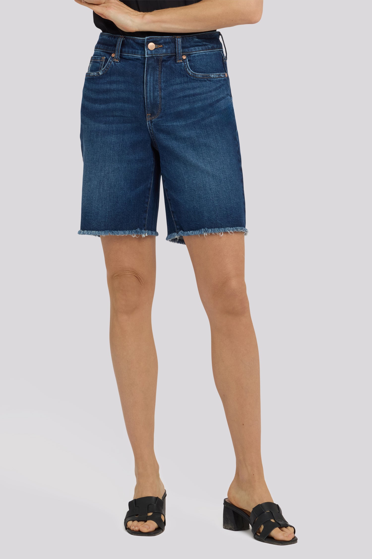 NYDJ Erin Relaxed Denim Shorts With High Rise, Back Pocket Stitching And Frayed Hems - Sunset Villa