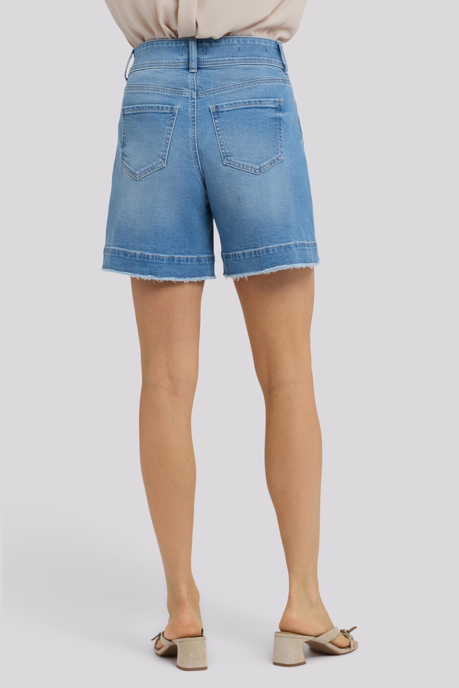 NYDJ Berkyn Relaxed Denim Shorts With High Rise, Seam Detail And Deep Frayed Hems - Vista Lakes
