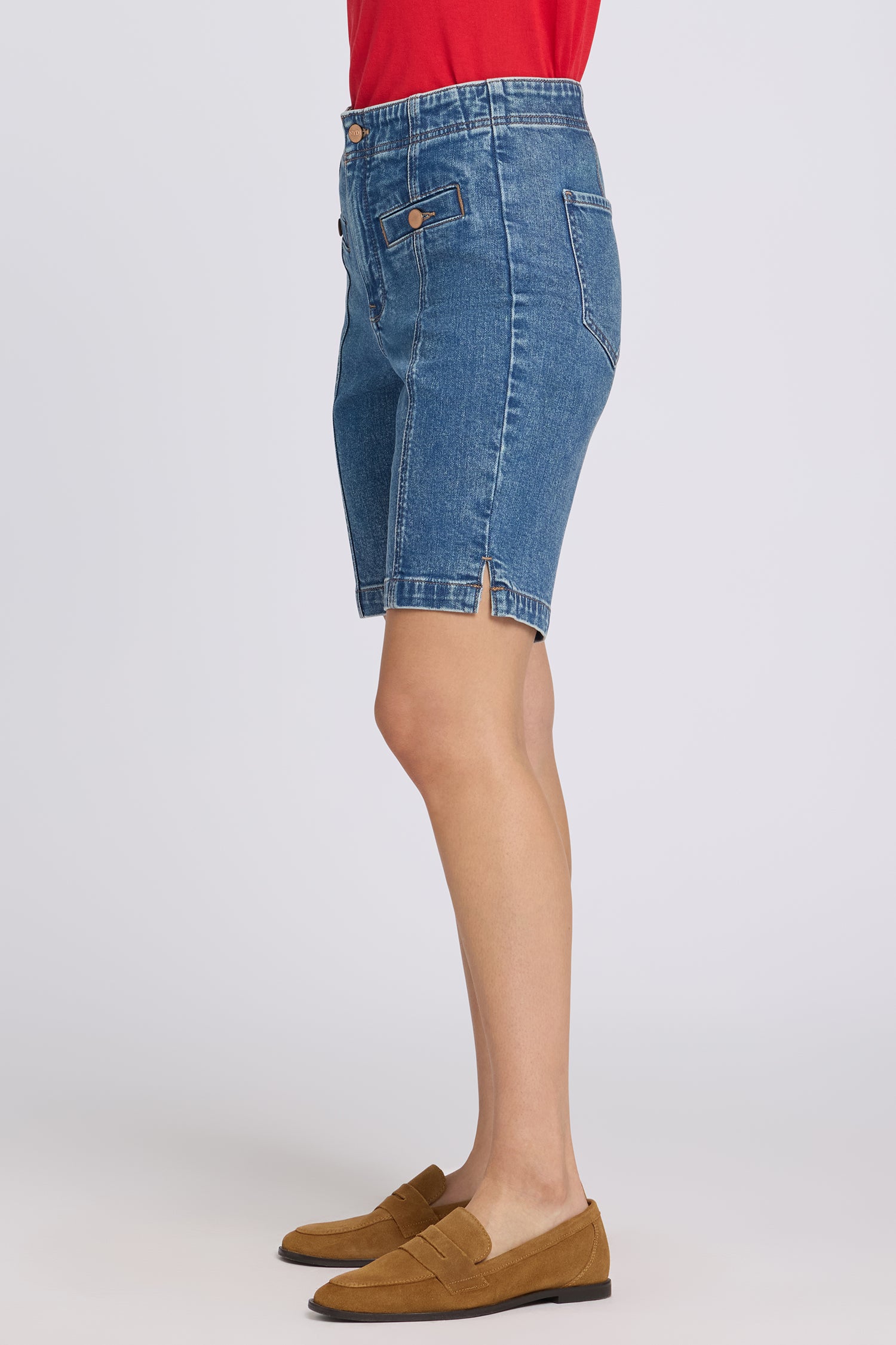 NYDJ Ella Denim Shorts With High Rise And Button Welt Pockets - Salton