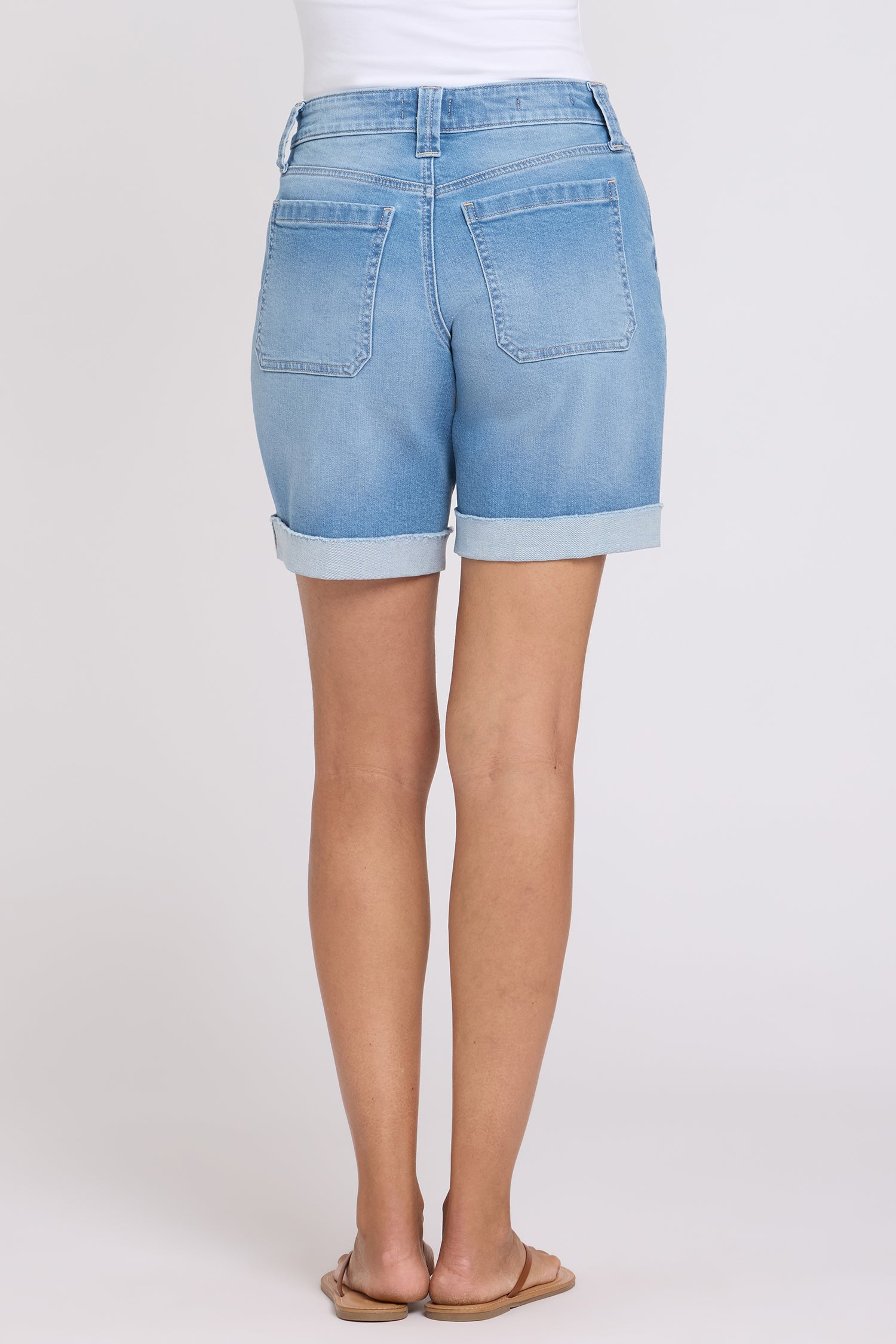 NYDJ Diana Relaxed Denim Shorts With Utility Pockets And Frayed Cuffs - Distressed Vista Lakes
