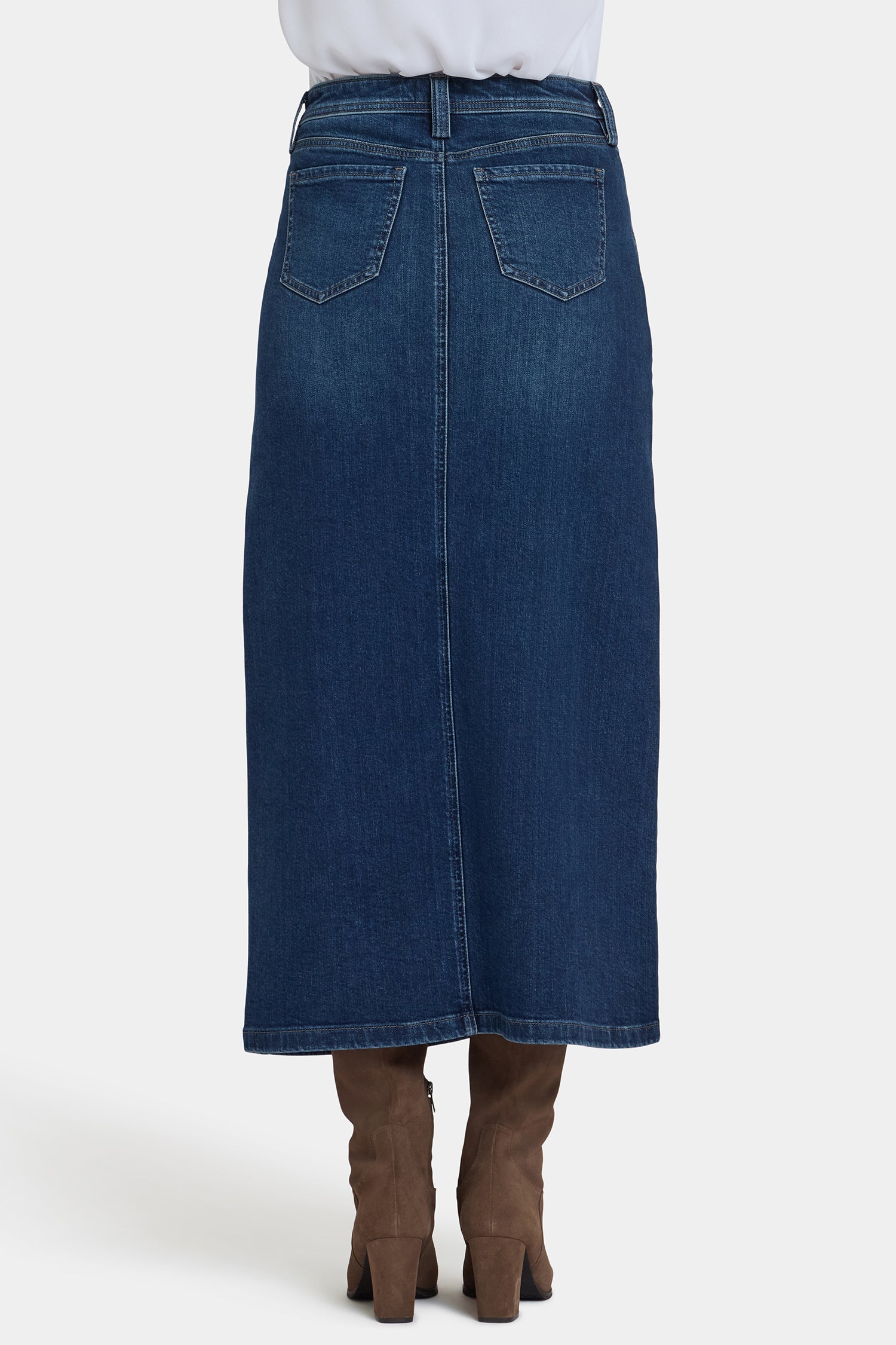 NYDJ High Rise Long Skirt With Utility Pockets And Center Front Slit - Louvre Sapphire