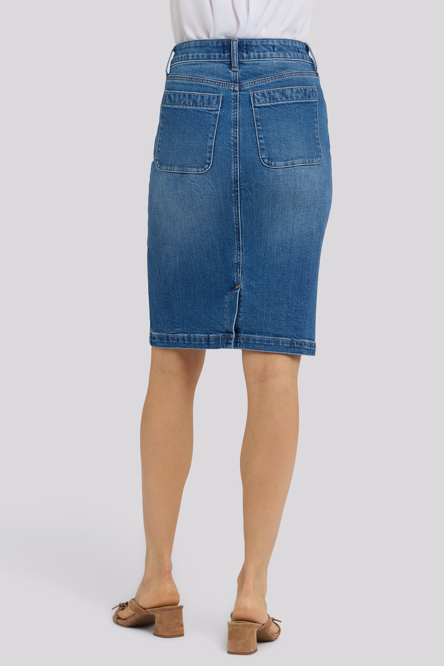 NYDJ High Rise Denim Skirt With Rounded Patch Pockets - Wild River