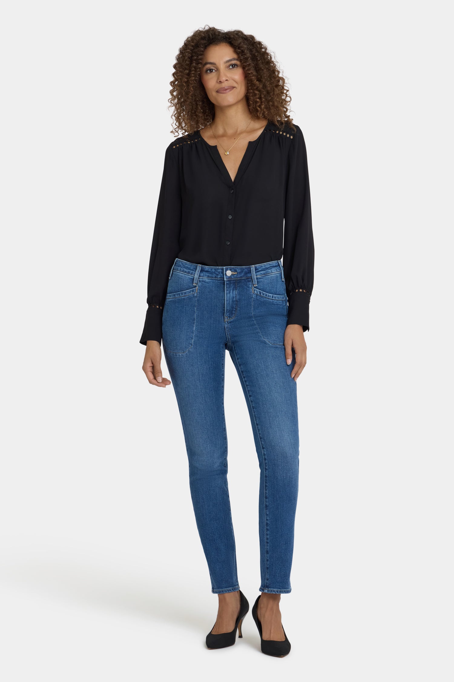 NYDJ Sheri Slim Jeans With Utility Pockets - Opera Blue
