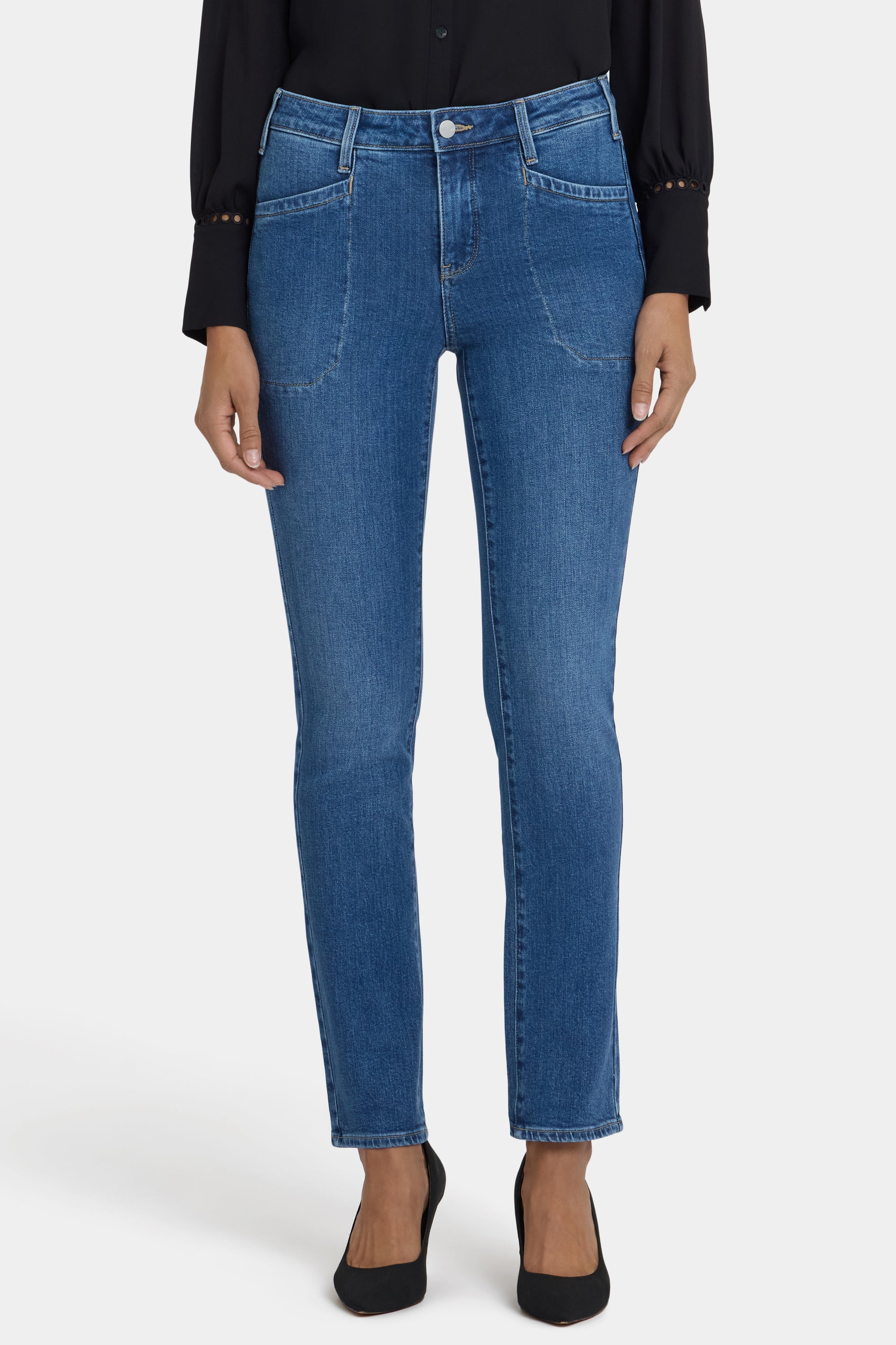 NYDJ Sheri Slim Jeans With Utility Pockets - Opera Blue