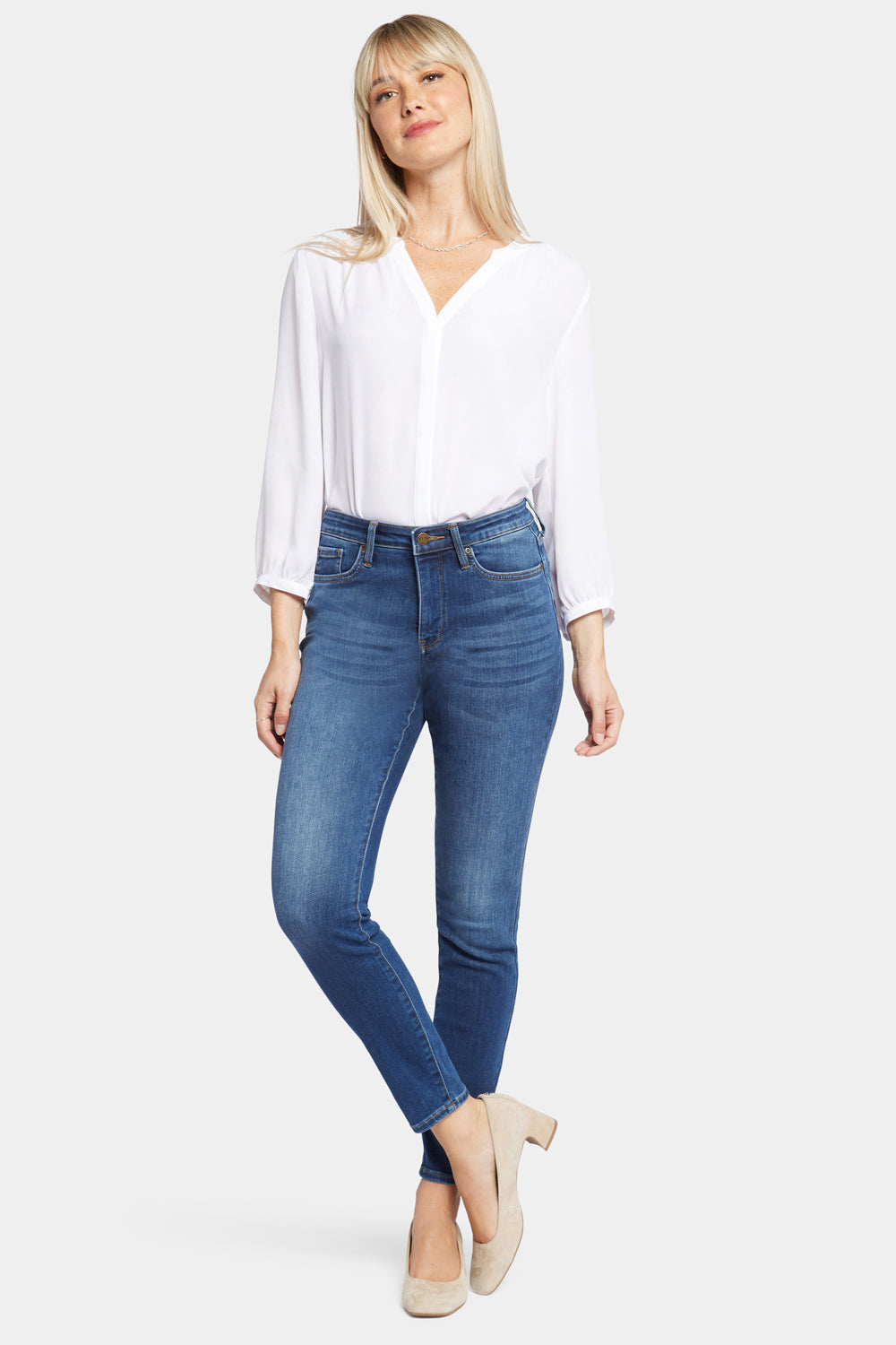 NYDJ Ami Skinny Jeans With High Rise And Distressing - Presidio