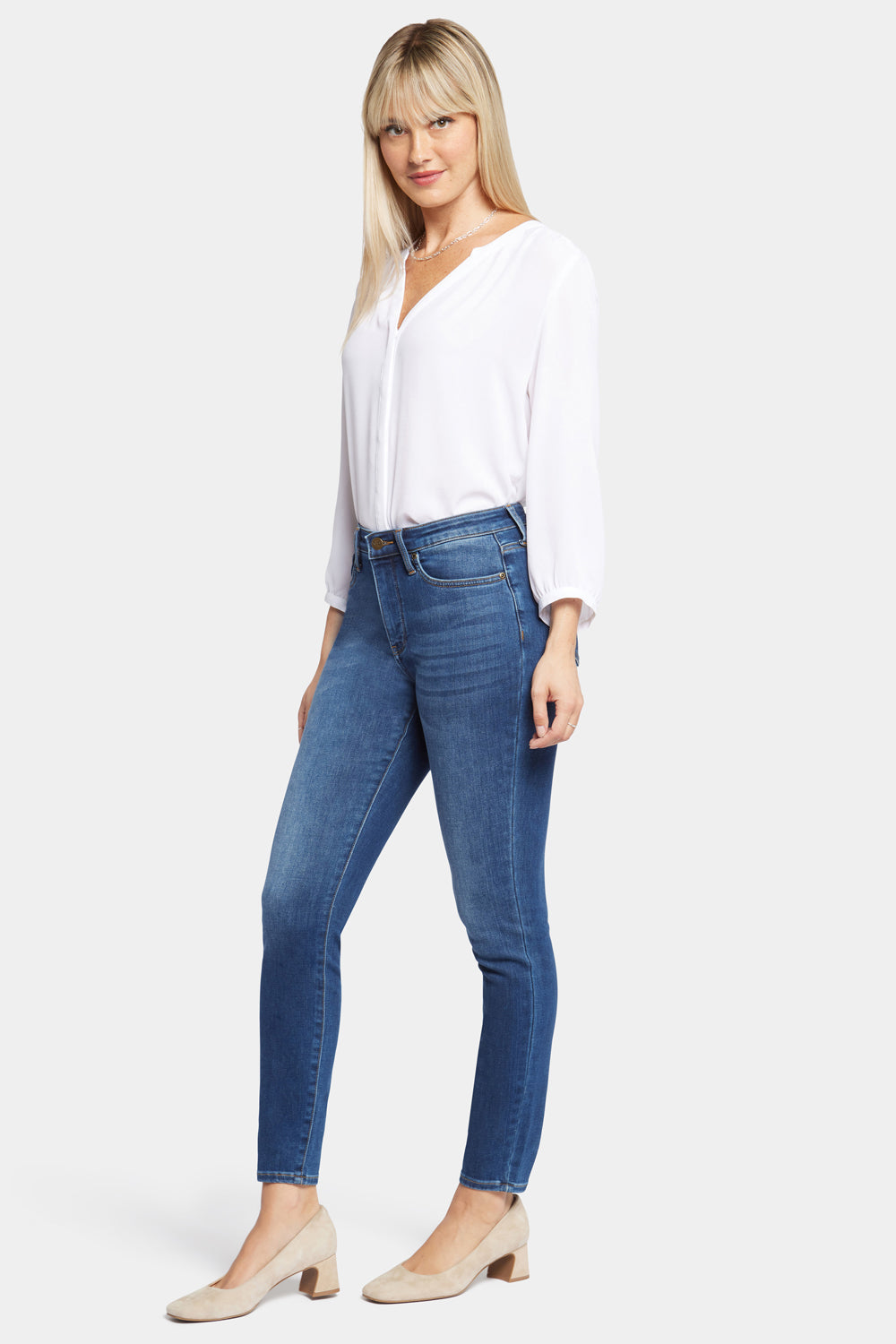 NYDJ Ami Skinny Jeans With High Rise And Distressing - Presidio
