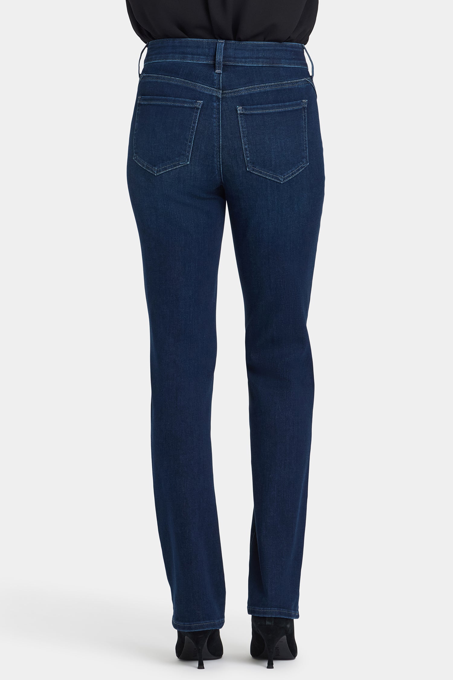 NYDJ Marilyn Straight Jeans With Paneled Seam Detail - Blackened Blue