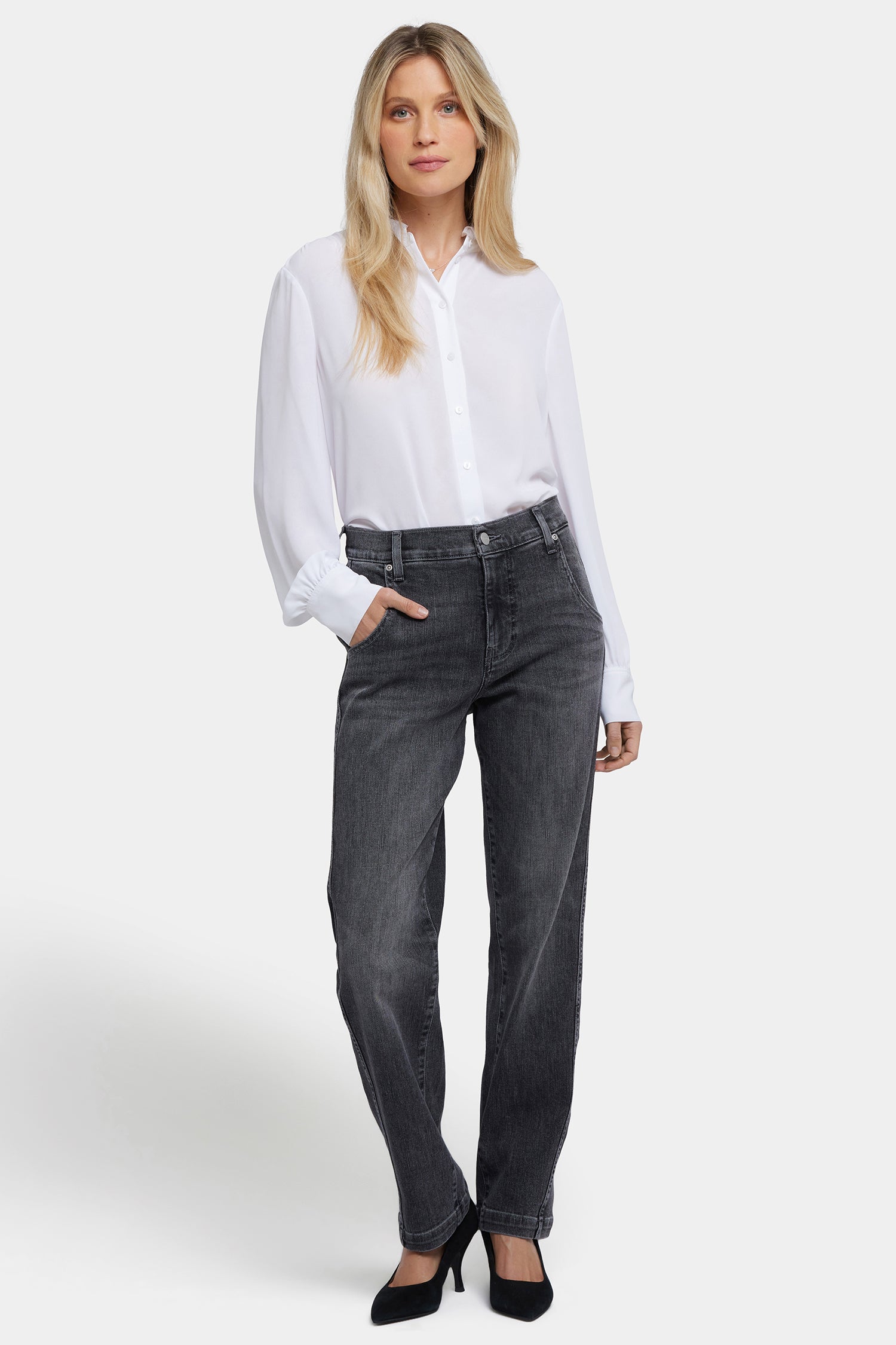 NYDJ Brooke Loose Straight Jeans With Super High Rise - Vintage Noir