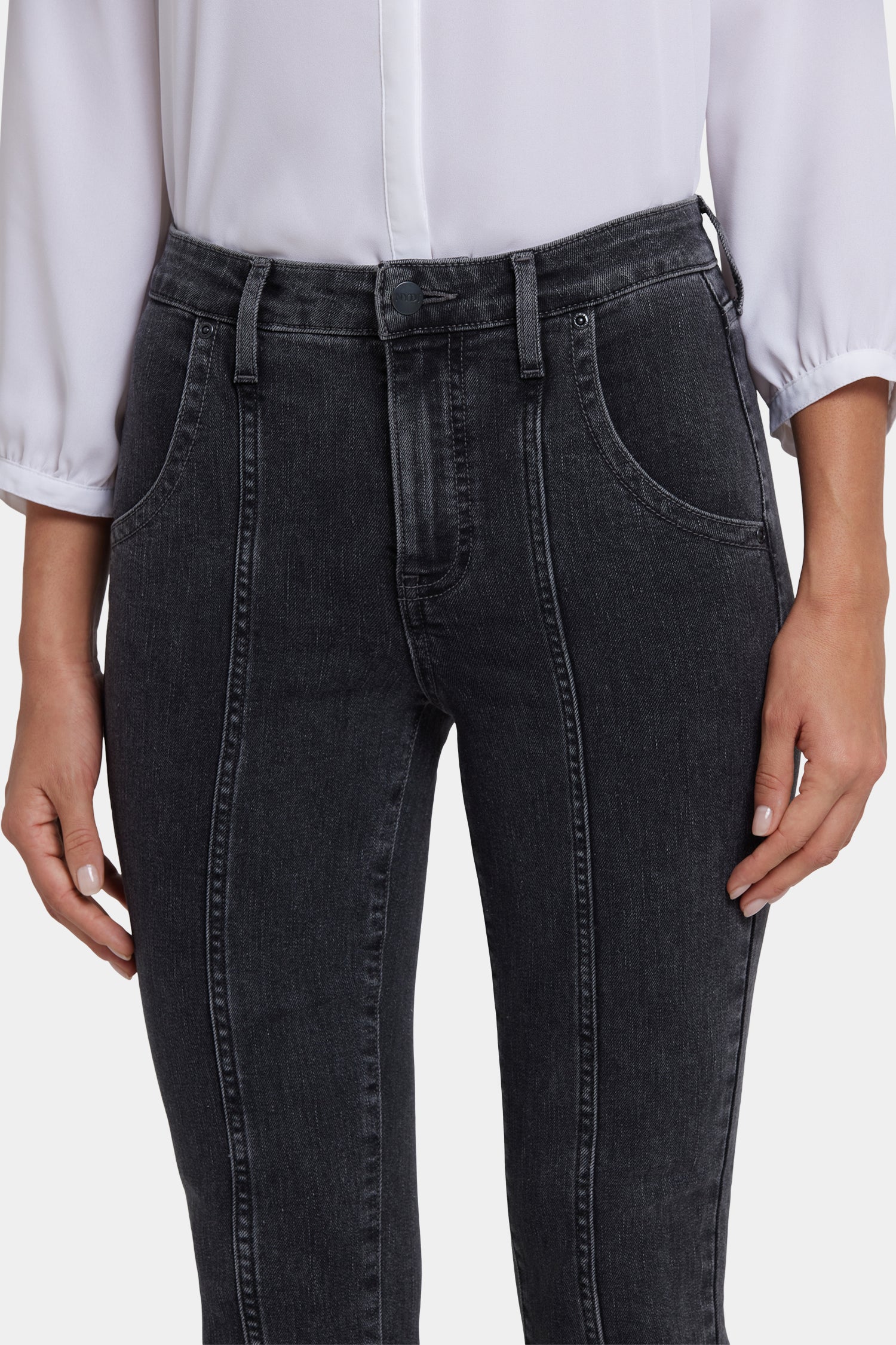 NYDJ Billie Mini Bootcut Jeans With High Rise And Seam Detail - Slate Stone