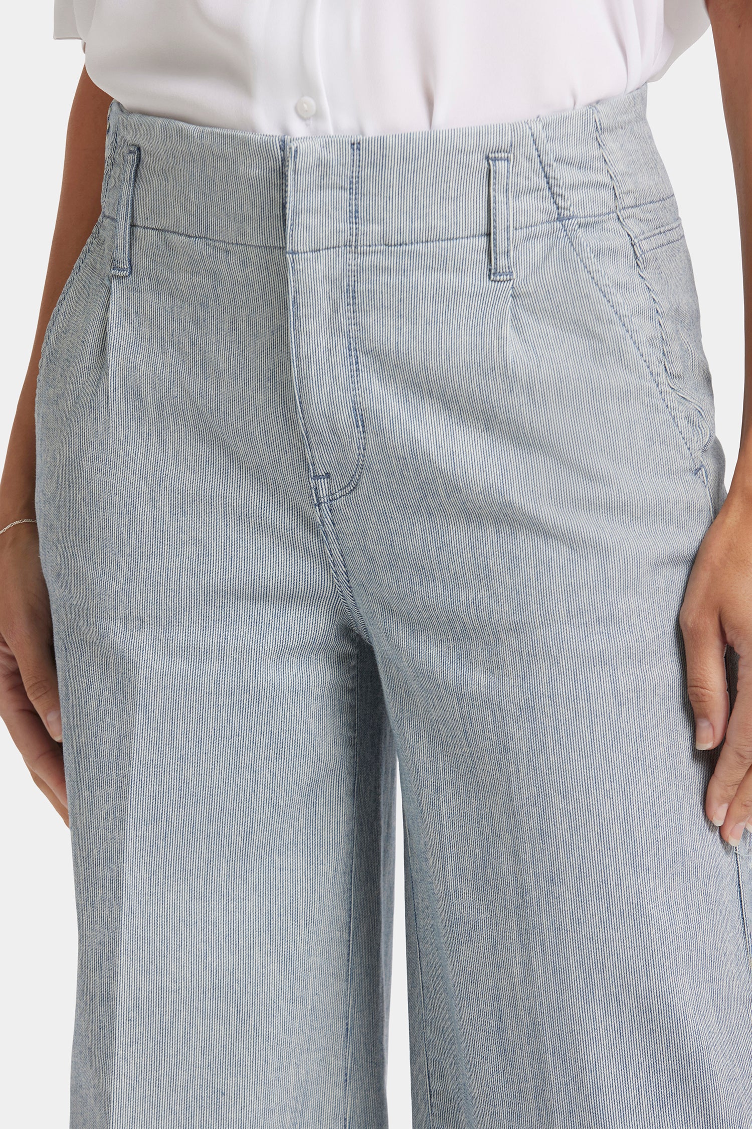 NYDJ Mona Wide Leg Trouser Ankle Jeans With High Rise - Canyon River Stripe