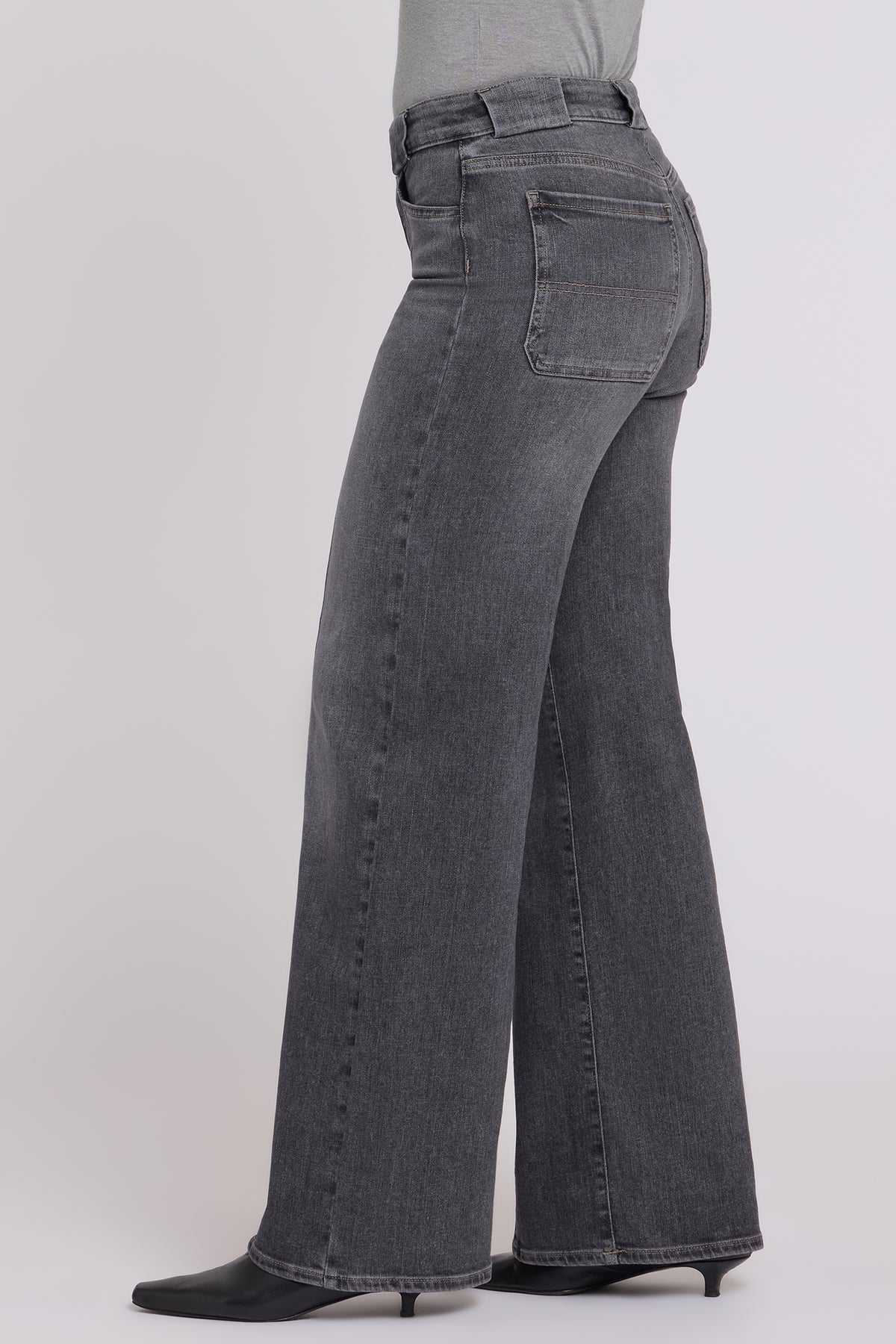 NYDJ Teresa Wide Leg Jeans In Re-New™ Denim With Front Seams And Wide Belt Loops - Balsam