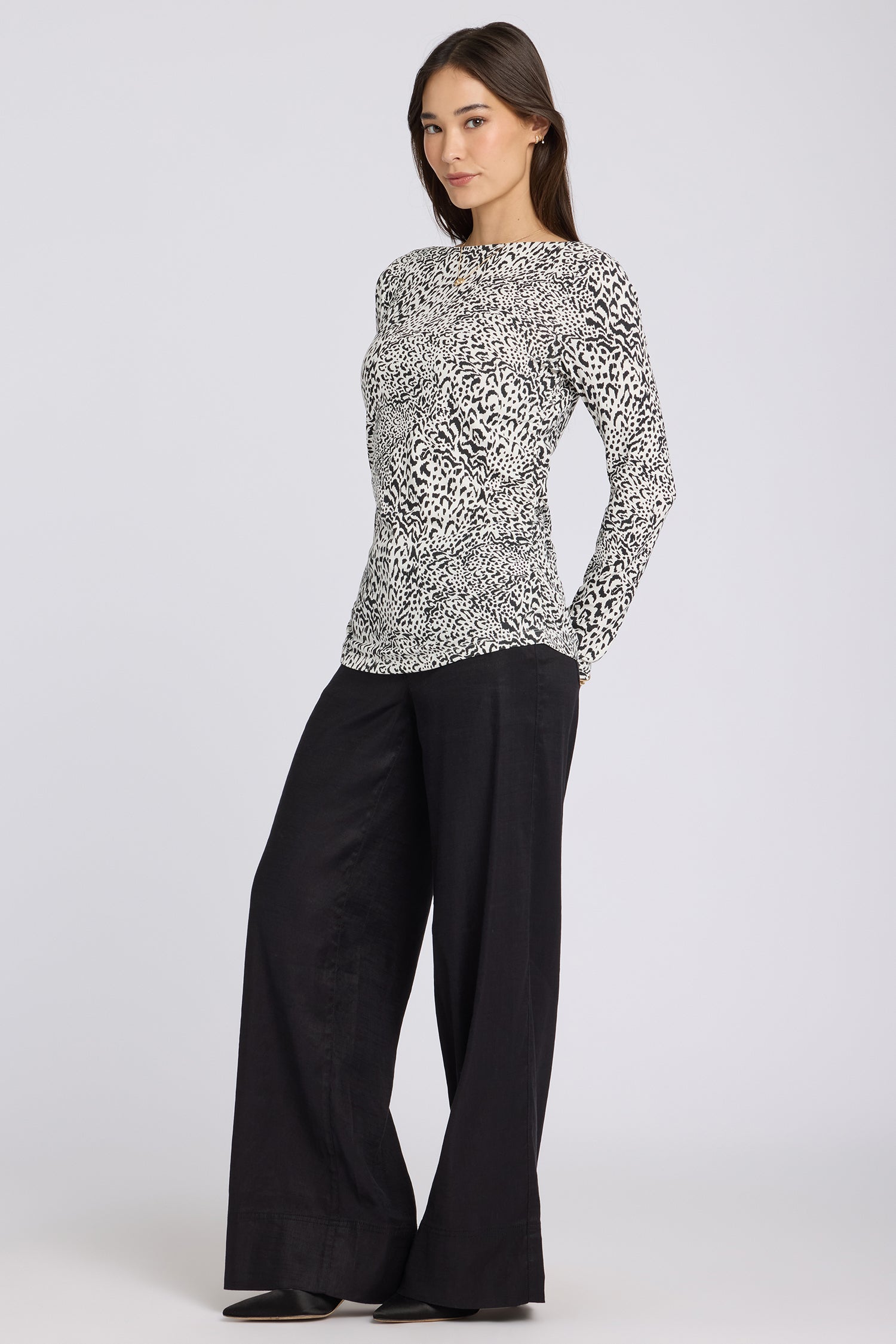 NYDJ Boatneck Knit Top With Side Gathers - Caitlyn