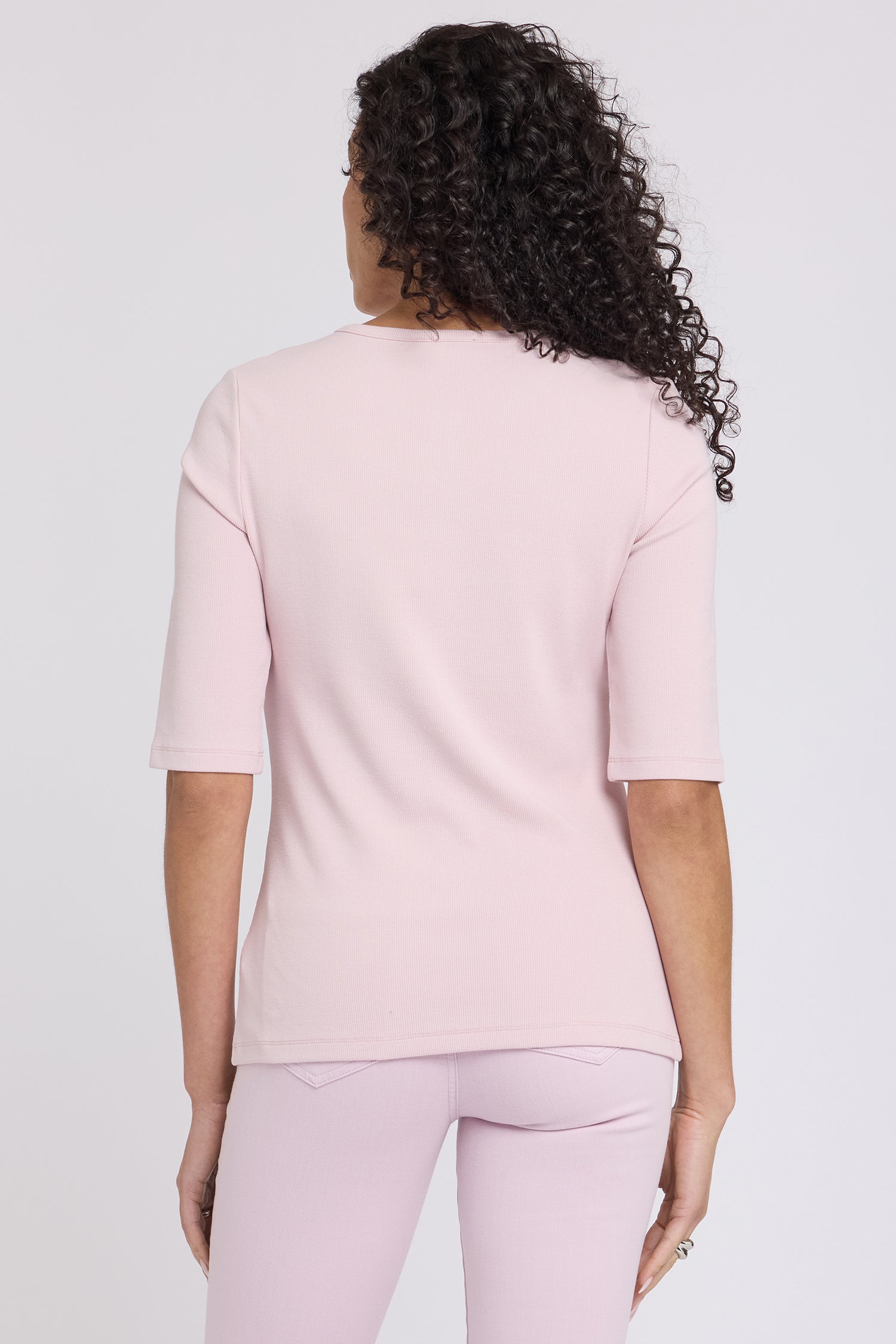 NYDJ Ribbed Elbow Sleeved Henley  - Rock Flower