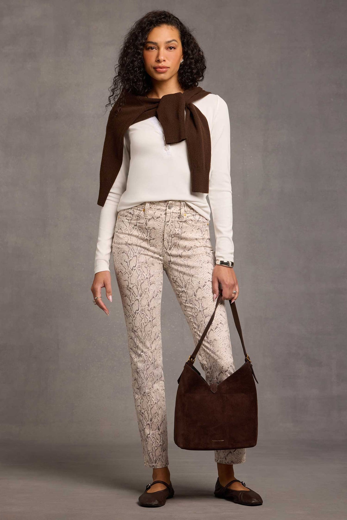 NYDJ Emery Ribbed Henley  - Optic White