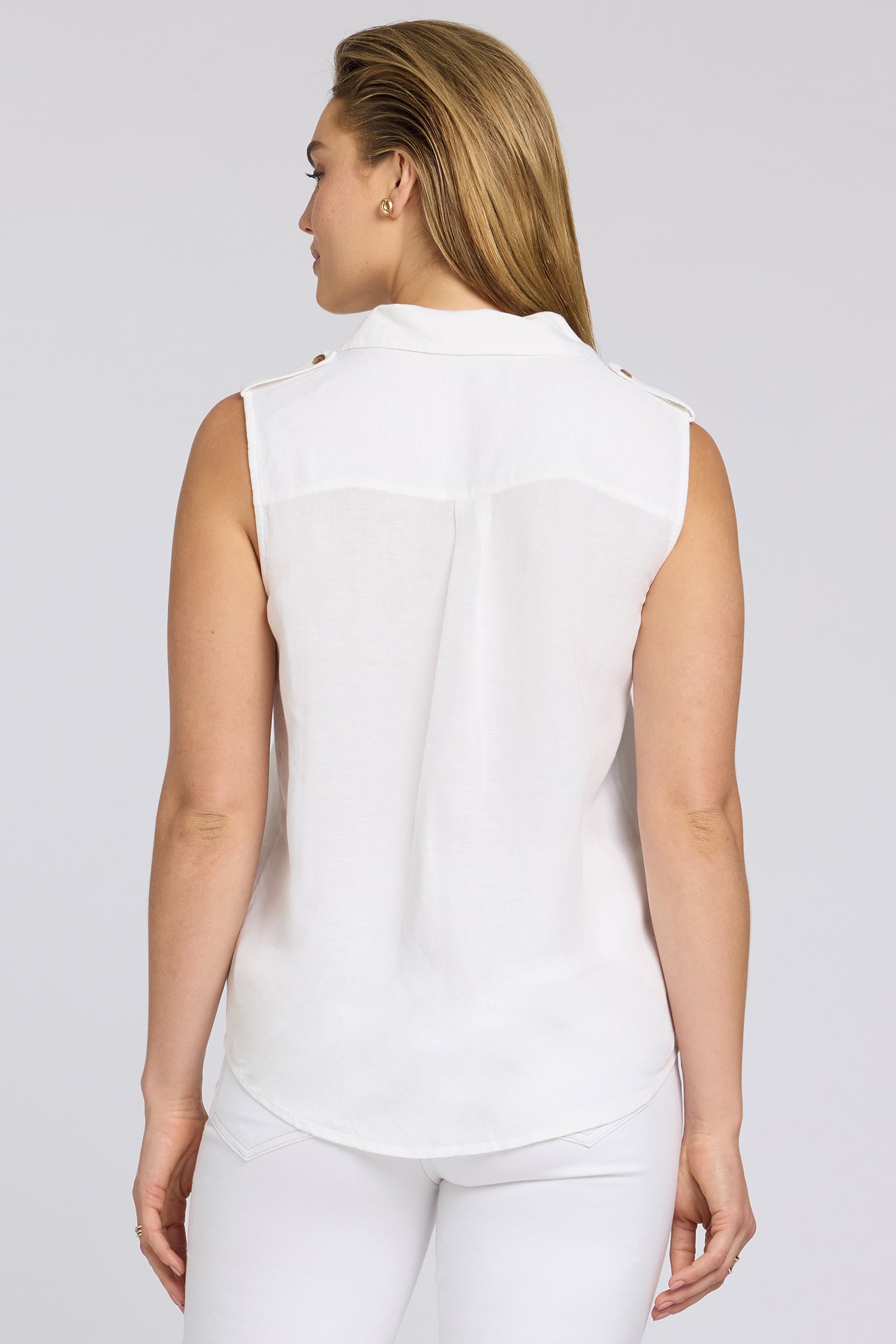 NYDJ Gabrielle Sleeveless Blouse In Linen - Optic White