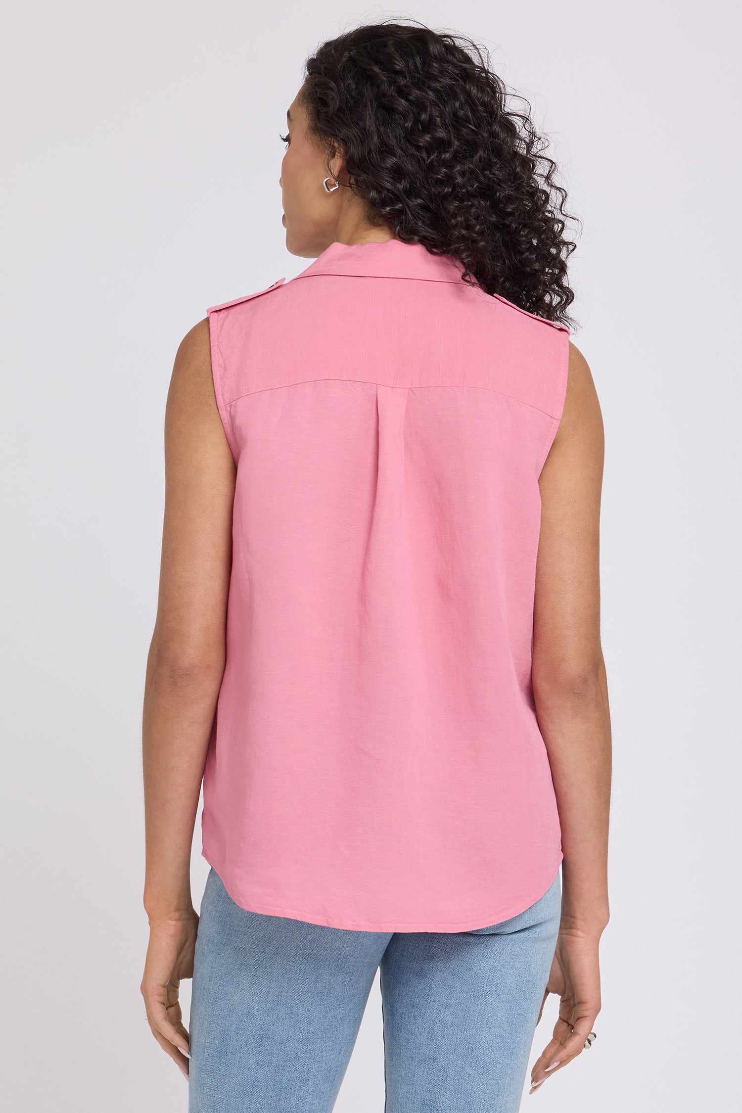 NYDJ Gabrielle Sleeveless Blouse In Linen - Desert Rose