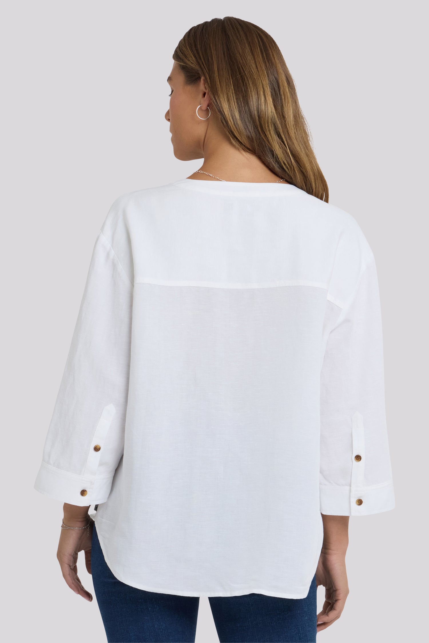 NYDJ Maggie Oversize Blouse In Linen - Optic White
