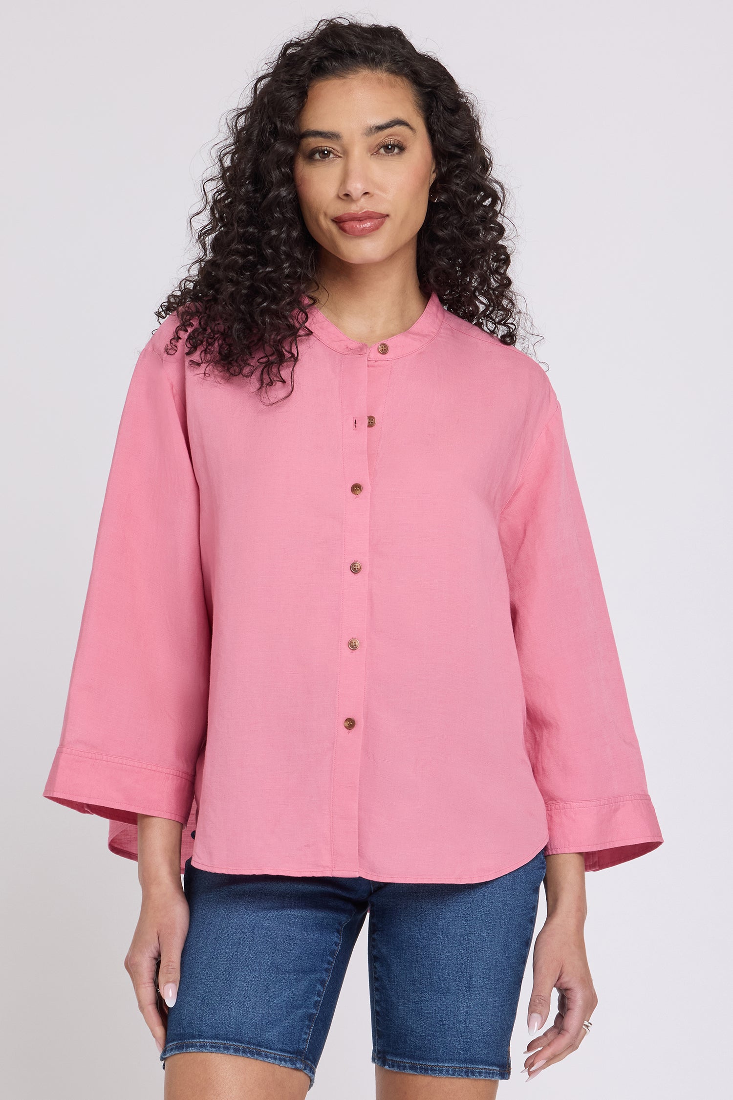 NYDJ Maggie Oversize Blouse In Linen - Desert Rose
