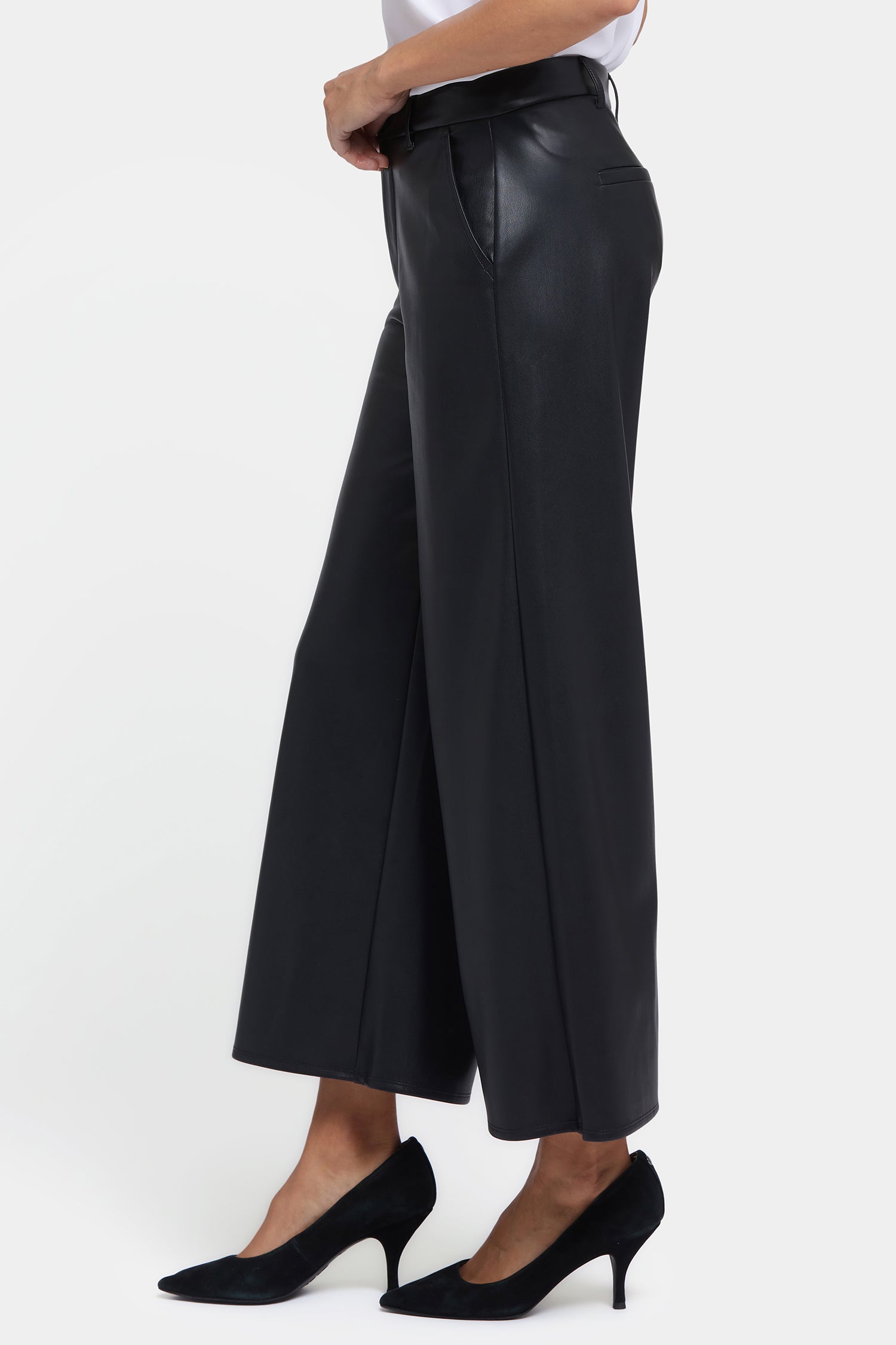 NYDJ Vegan Stretch Leather Morgan Trouser Pants Sculpt-Her™ Collection - Black