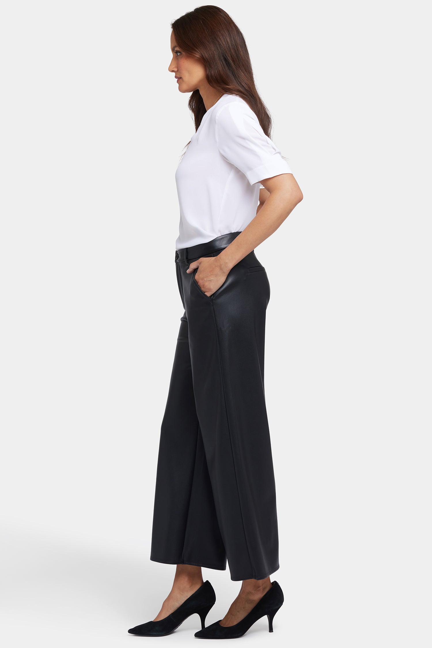 NYDJ Vegan Stretch Leather Morgan Trouser Pants Sculpt-Her™ Collection - Black
