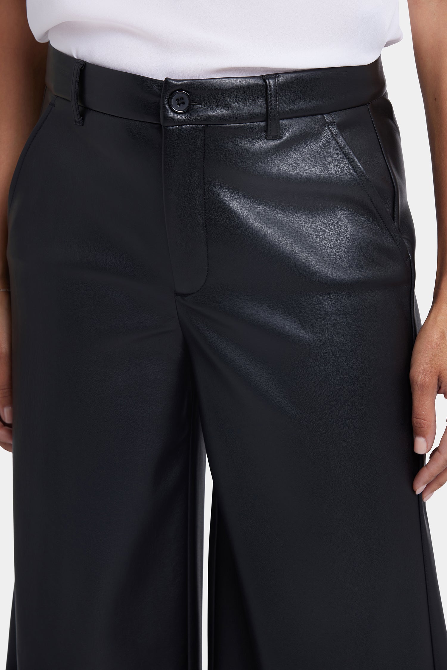 NYDJ Vegan Stretch Leather Morgan Trouser Pants Sculpt-Her™ Collection - Black