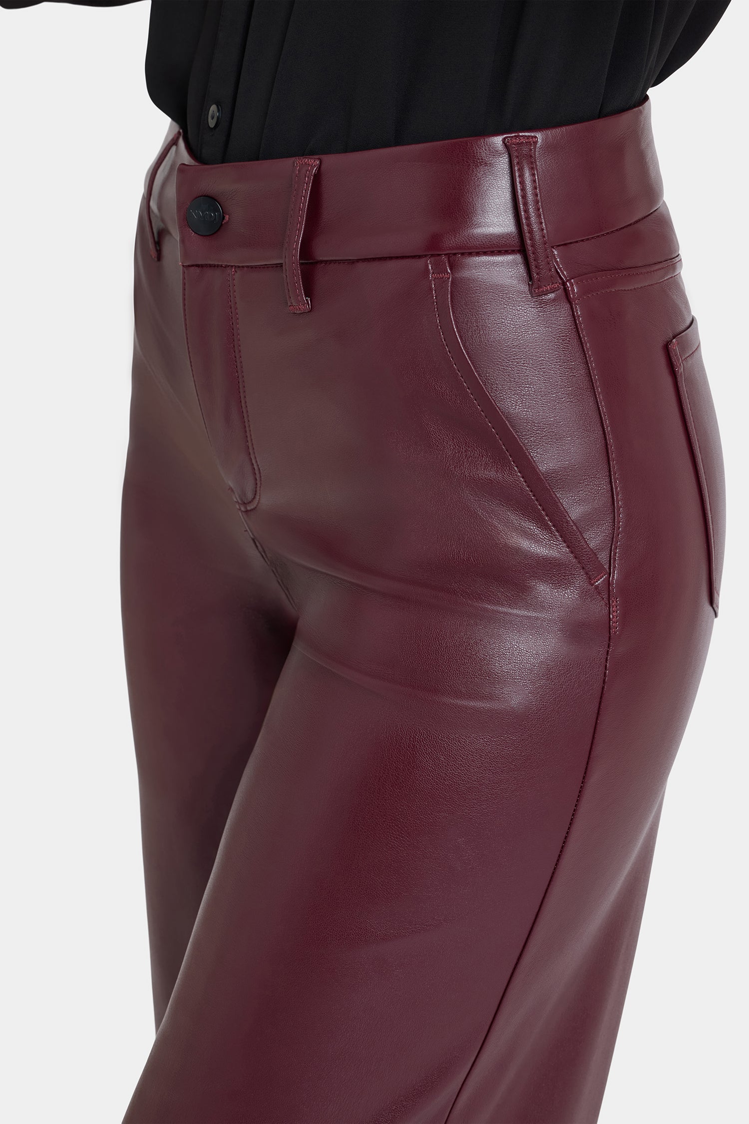 NYDJ Vegan Stretch Leather Wide Leg Trouser Pants Sculpt-Her™ Collection - Tavern