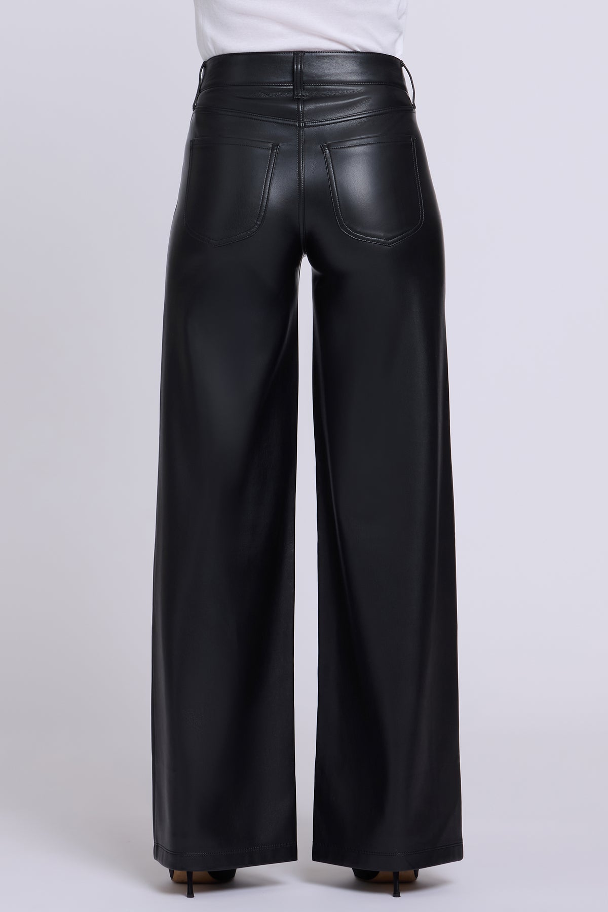 NYDJ Vegan Stretch Leather Teresa Wide Leg Pants Sculpt-Her™ Collection - Black