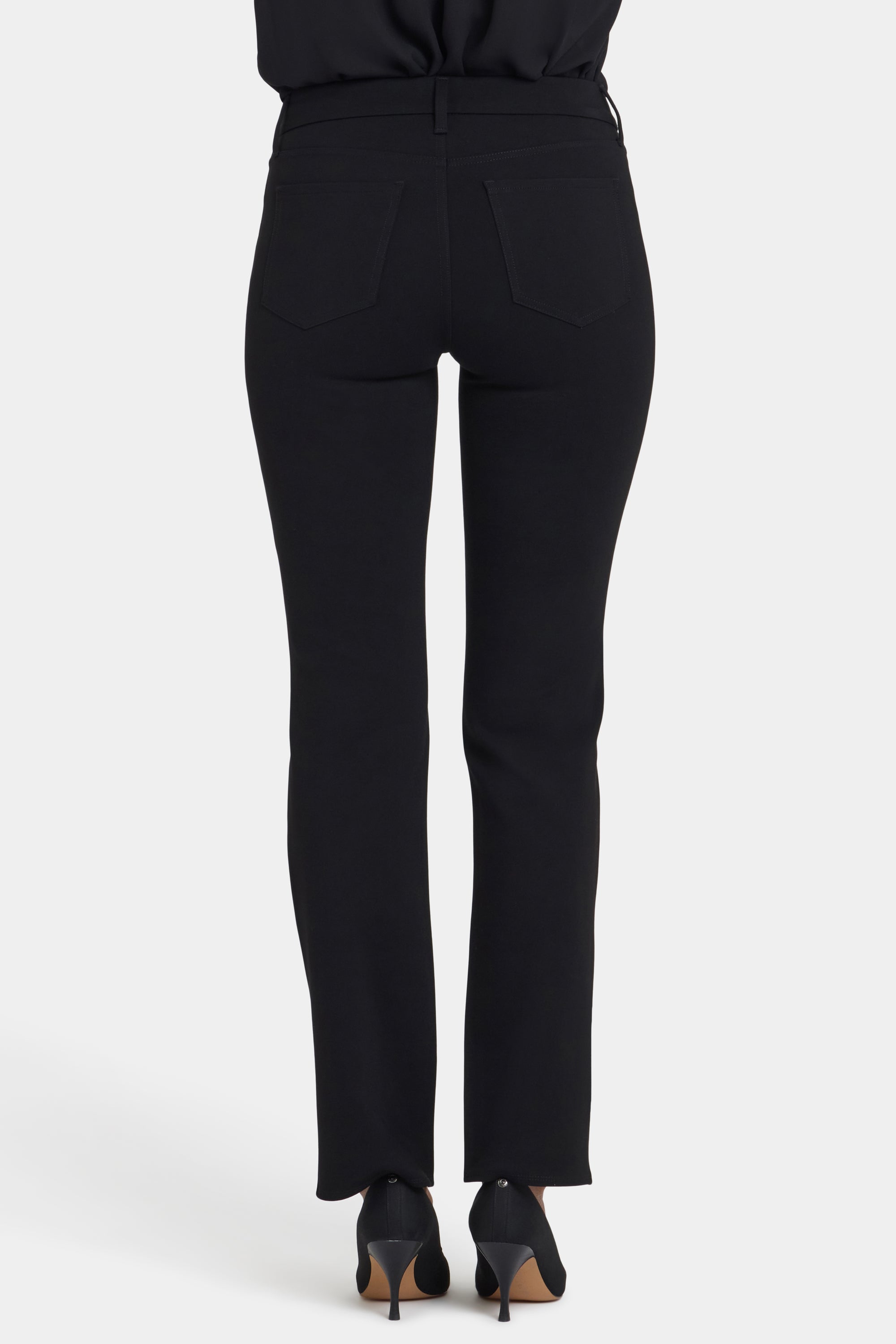 NYDJ Vegan Leather And Ponte Marilyn Straight Pants Sculpt-Her™ Collection - Black