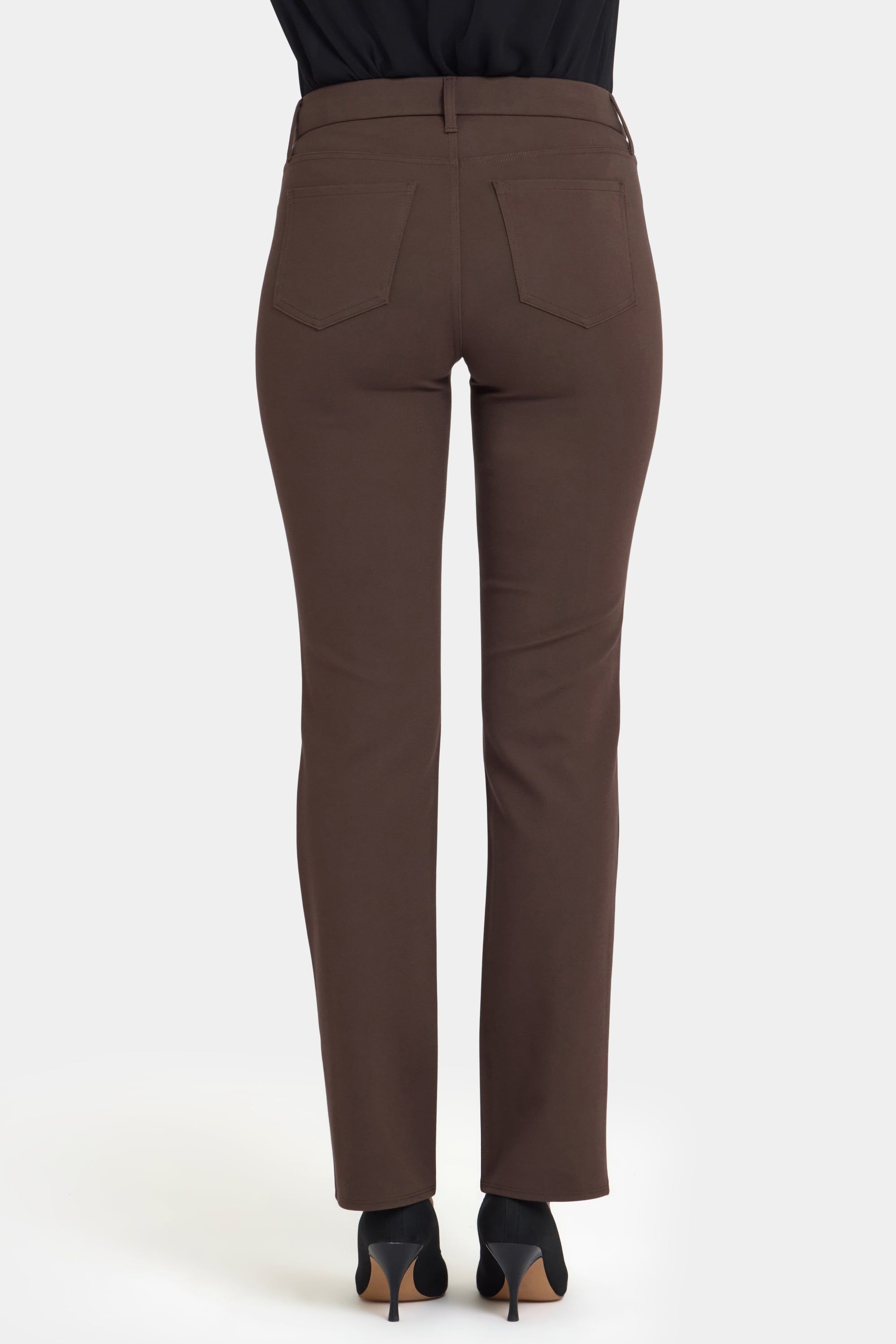 NYDJ Vegan Leather And Ponte Marilyn Straight Pants Sculpt-Her™ Collection - Coffee Bean