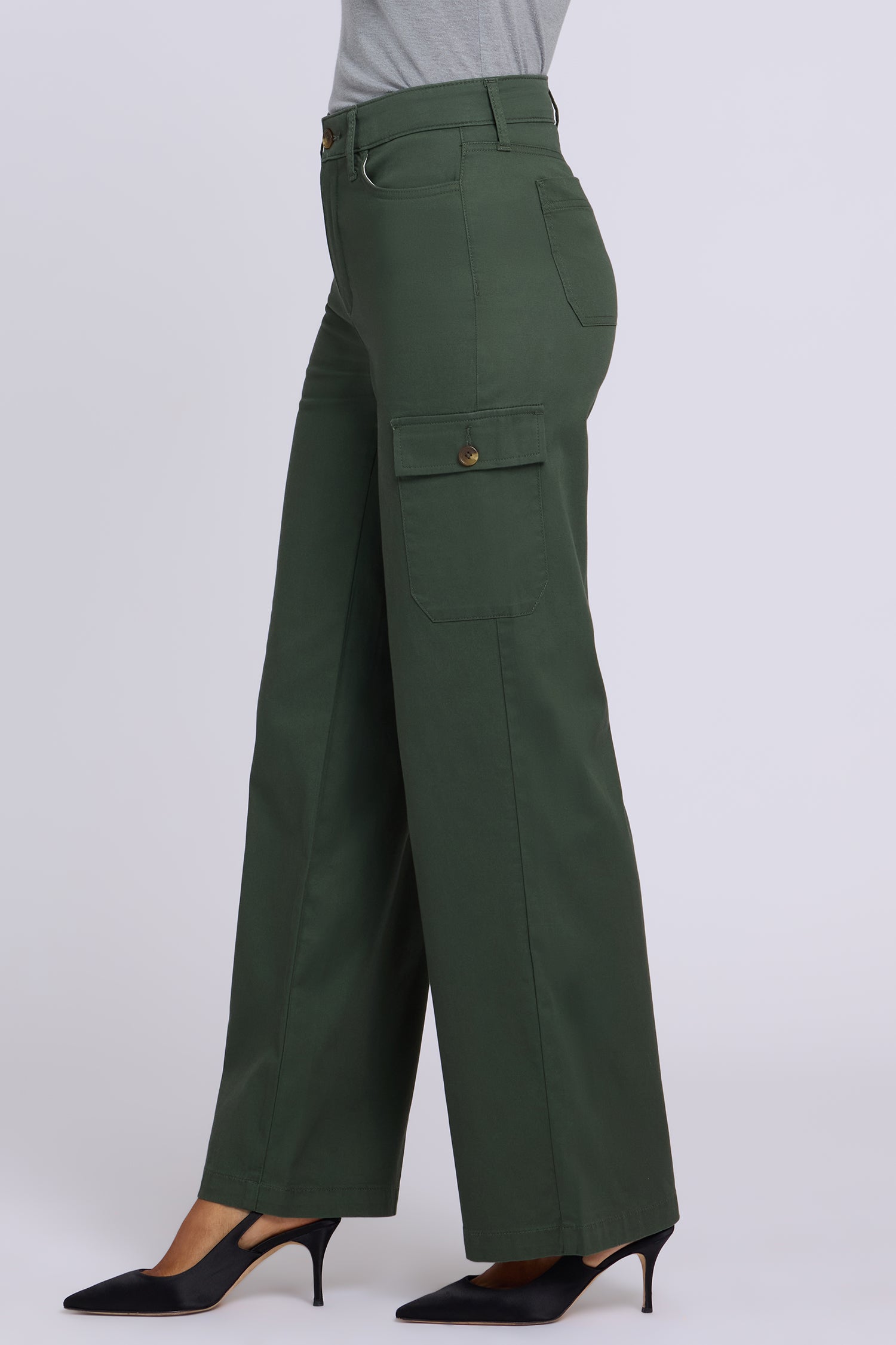 NYDJ Caroline Cargo Pants In Stretch Twill With Super High Rise - True Olive