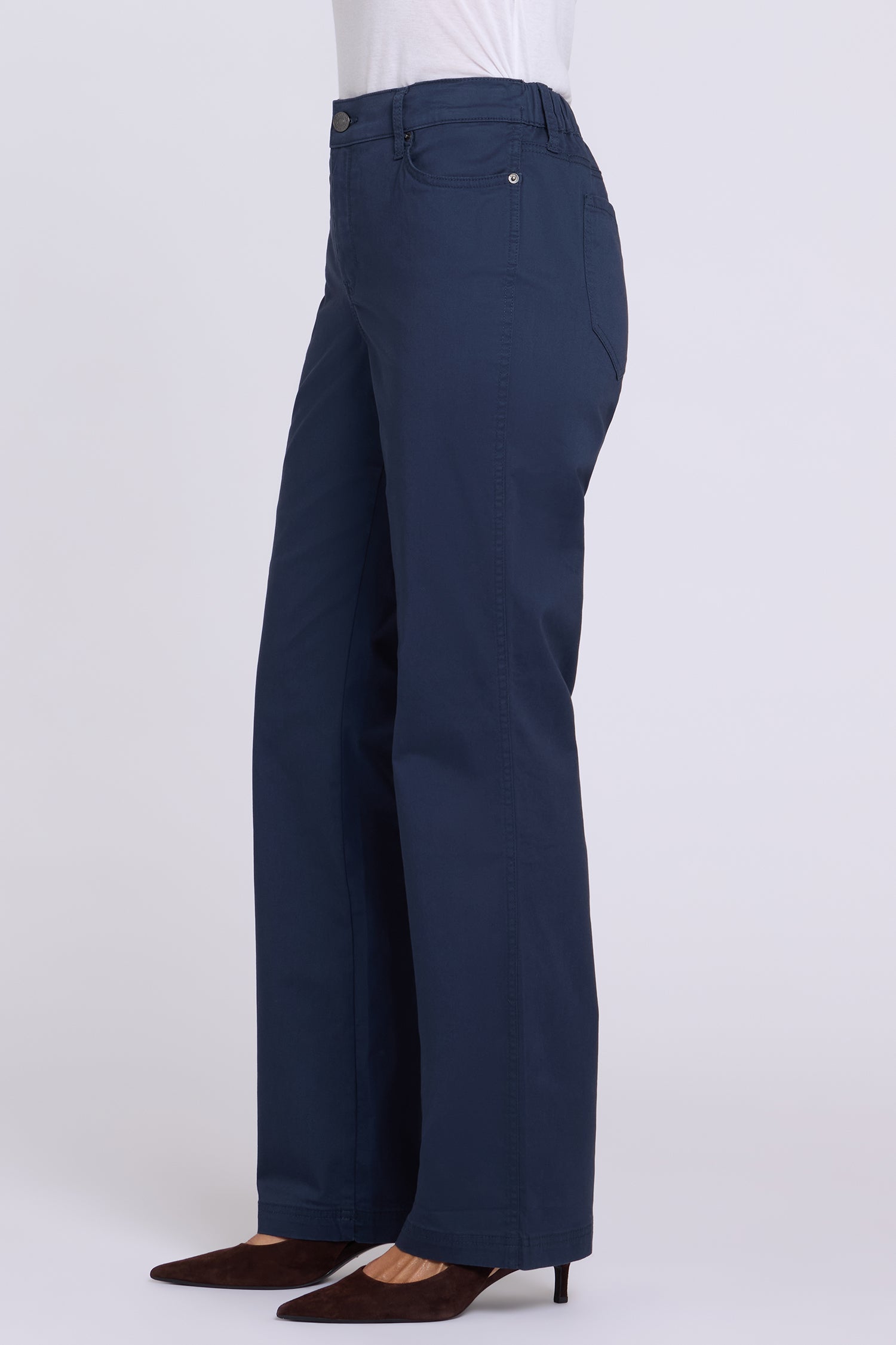 NYDJ Adjustable Marilyn Straight Pants In Stretch Twill With High Rise And 1" Hems - Oxford Navy