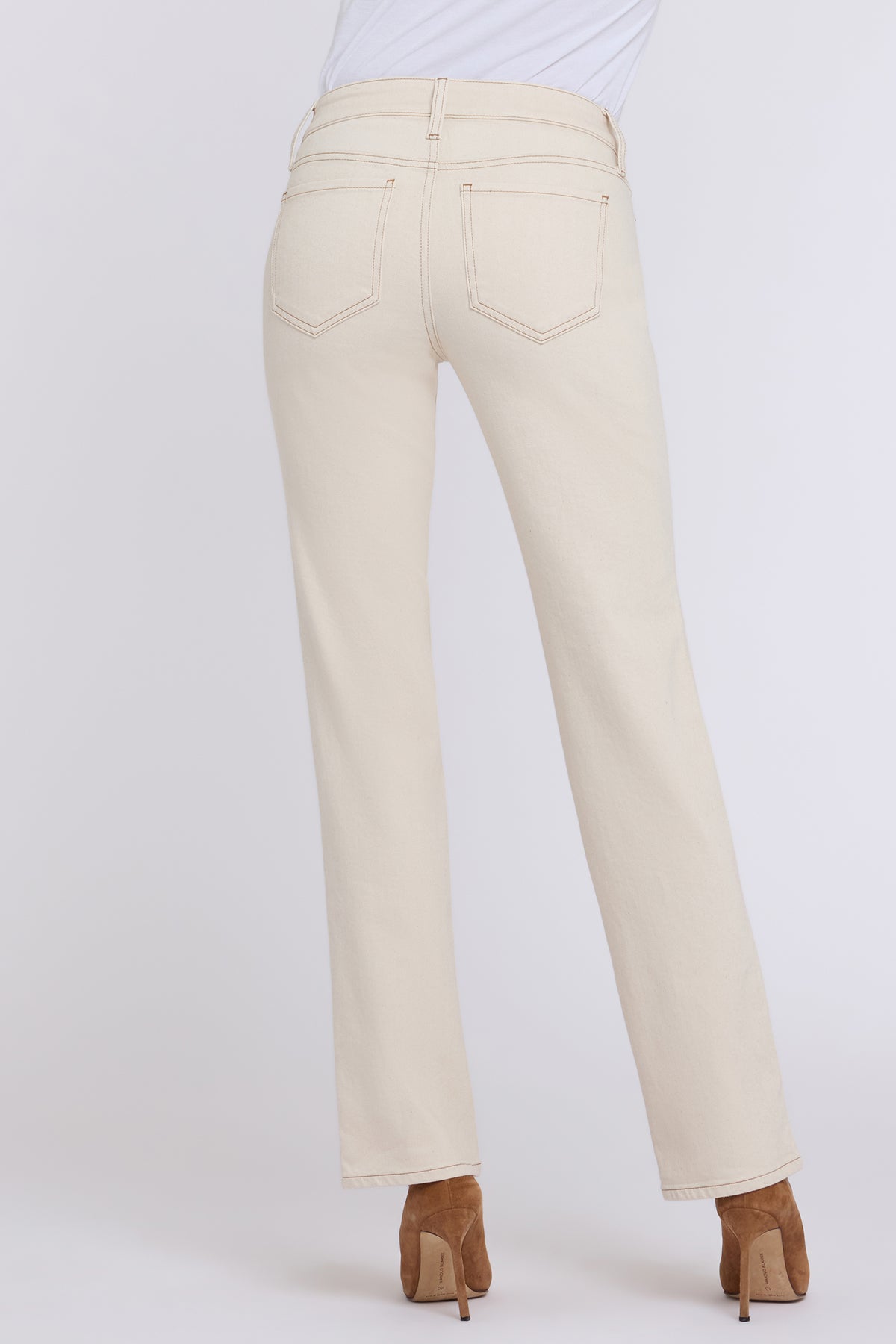NYDJ Marilyn Straight Jeans In Re-New™ Denim With Side Double Stitching - Light Oatmeal