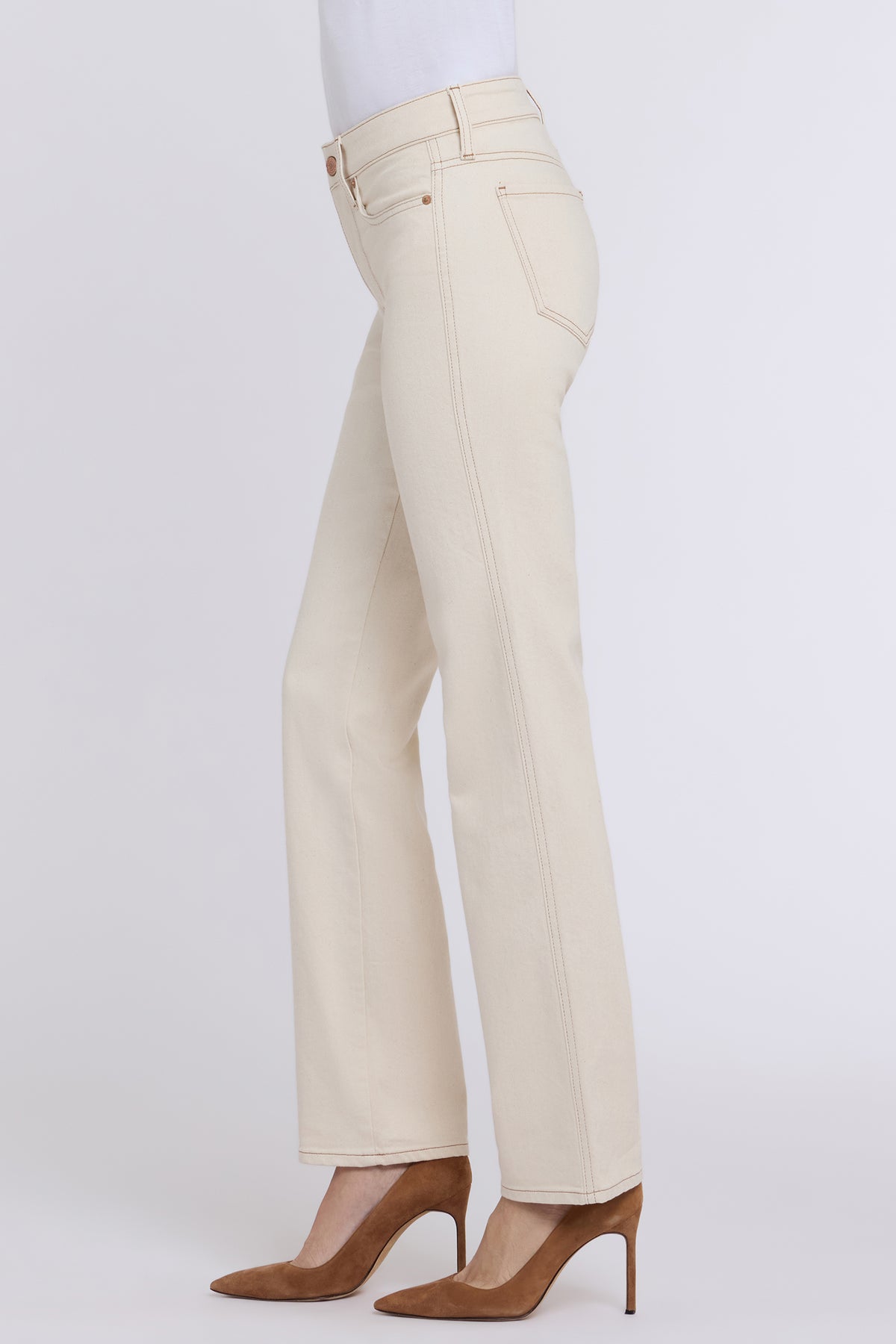 NYDJ Marilyn Straight Jeans In Re-New™ Denim With Side Double Stitching - Light Oatmeal