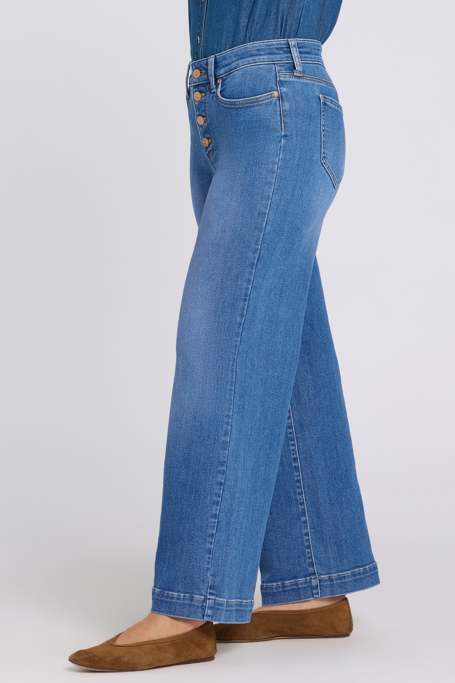NYDJ Teresa Wide Leg Jeans With Exposed Button Fly And 31