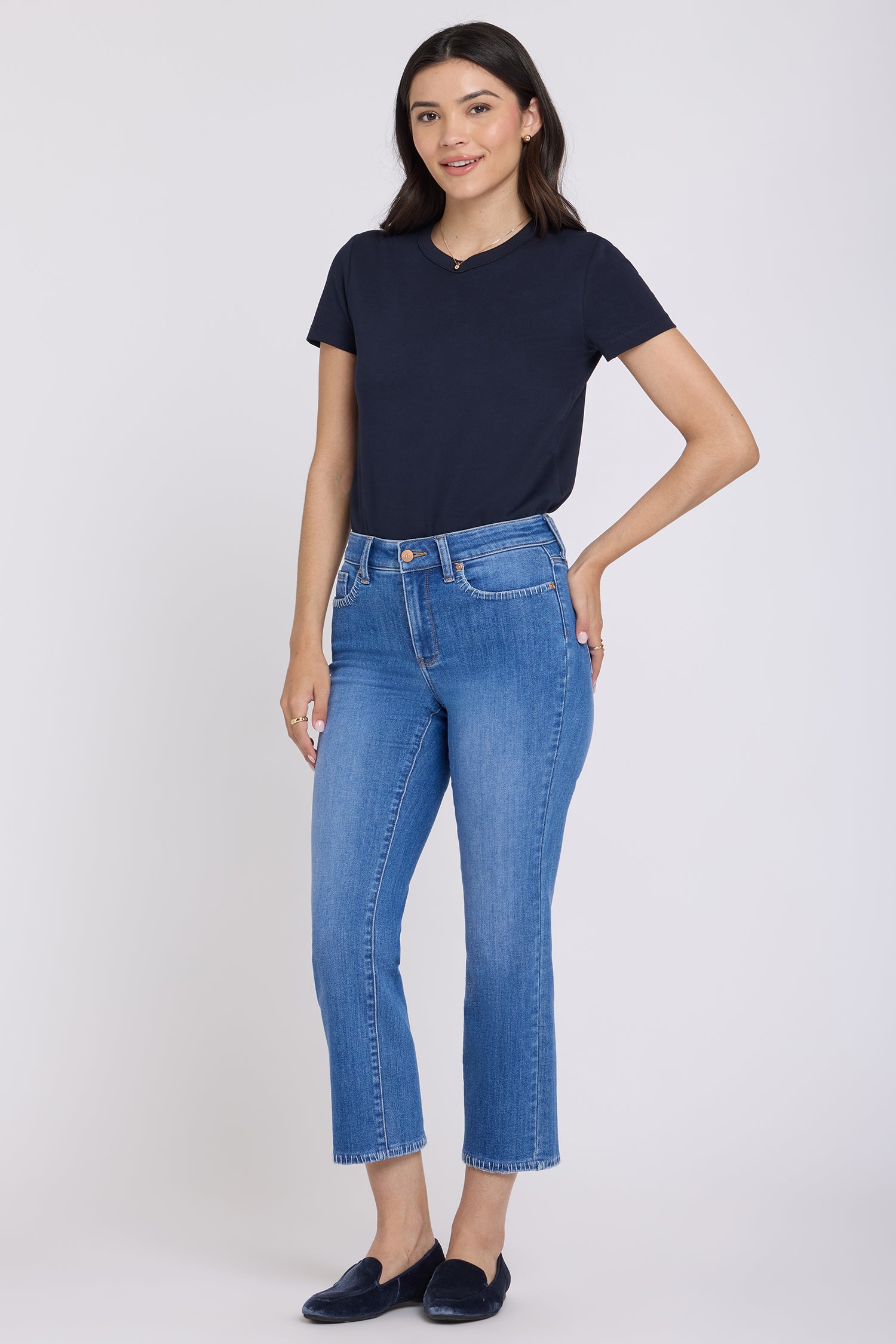 NYDJ Marilyn Straight Ankle Jeans With Blanket Stitching - Blue Paradise