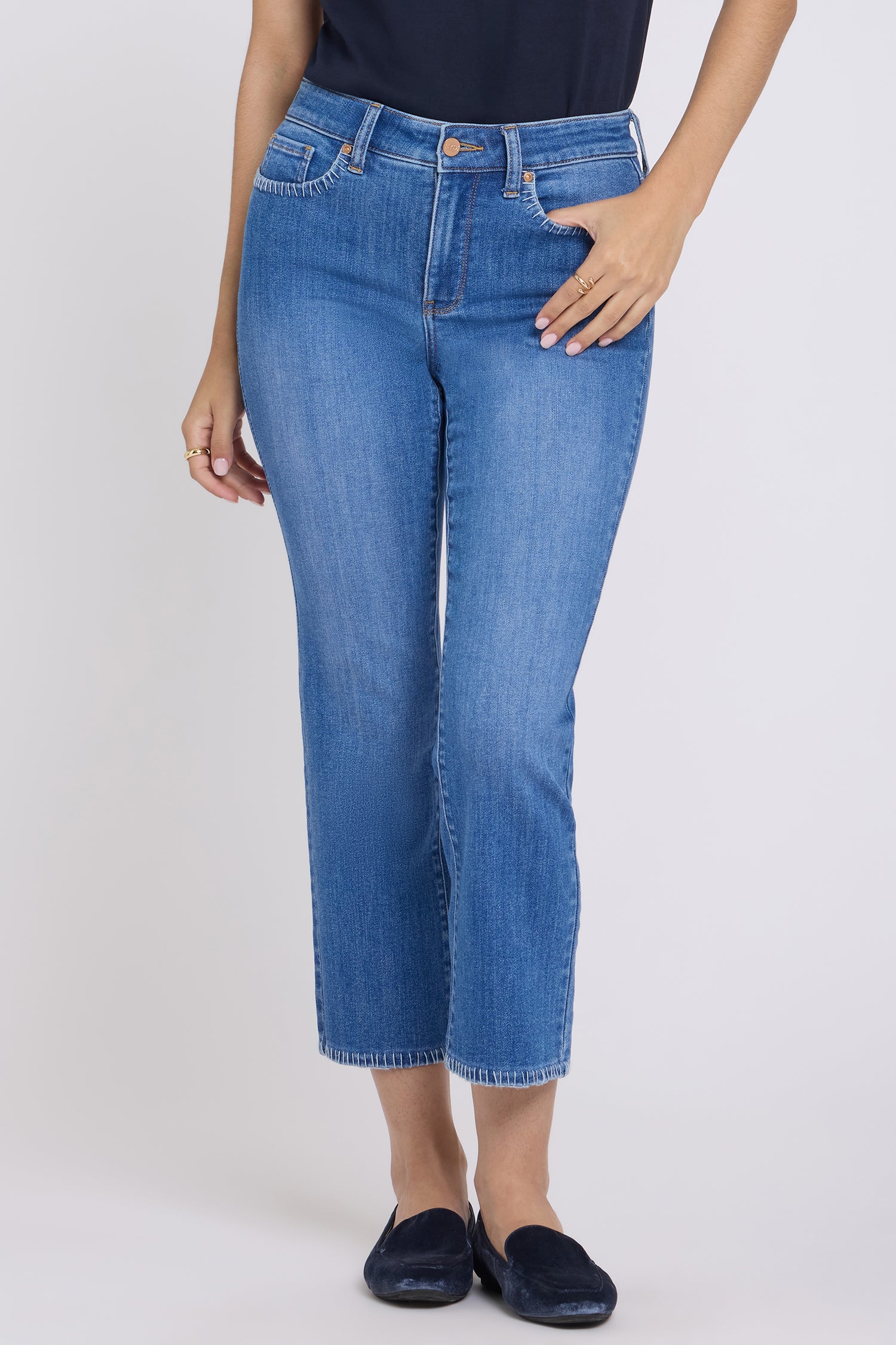 NYDJ Marilyn Straight Ankle Jeans With Blanket Stitching - Blue Paradise