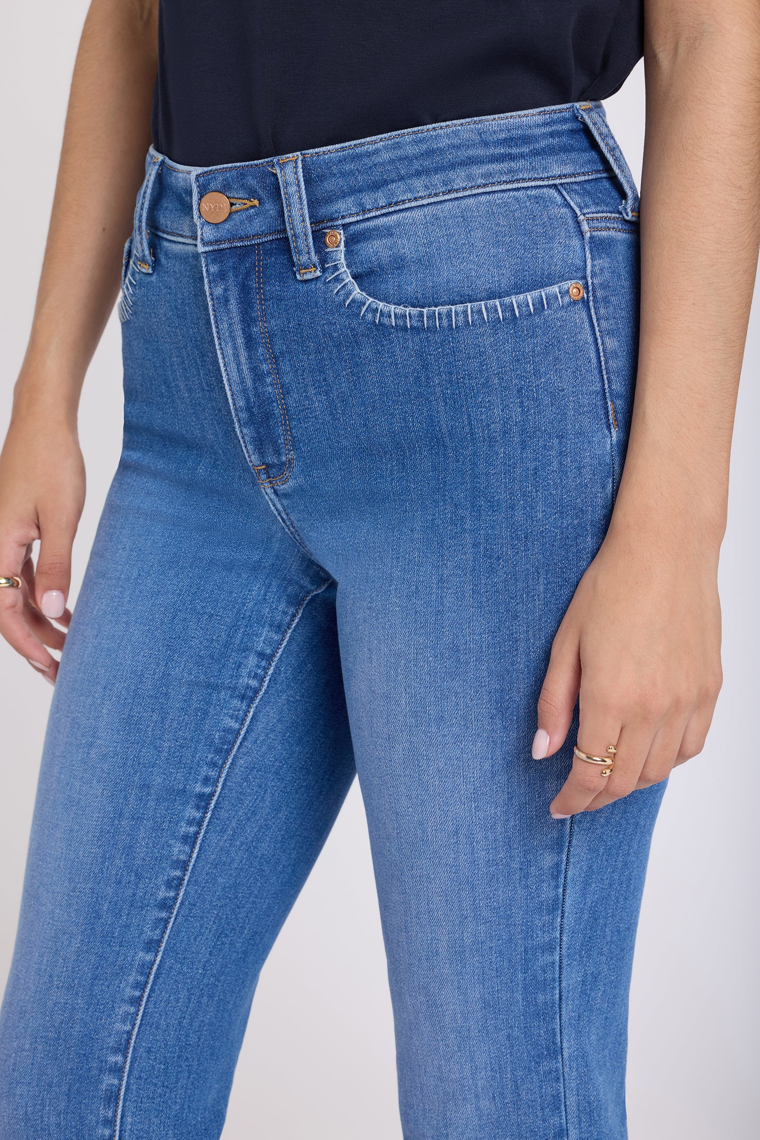NYDJ Marilyn Straight Ankle Jeans With Blanket Stitching - Blue Paradise