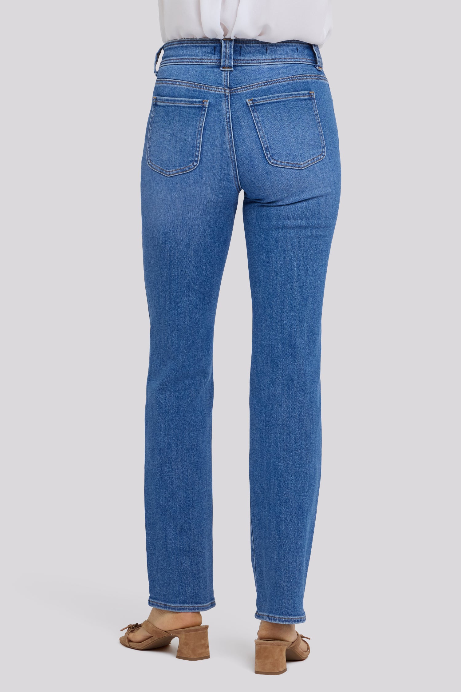 NYDJ Marilyn Straight Jeans With High Rise And Front Welt Patch Pockets - Blue Paradise