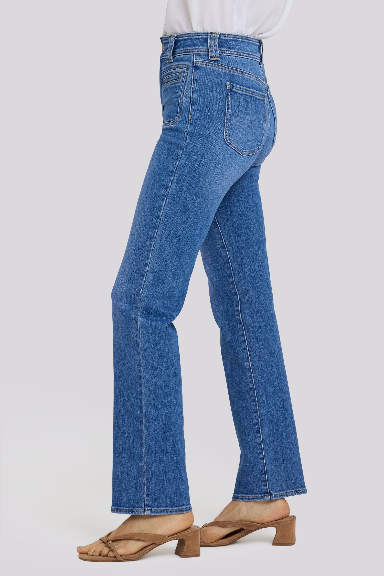 NYDJ Marilyn Straight Jeans With High Rise And Front Welt Patch Pockets - Blue Paradise