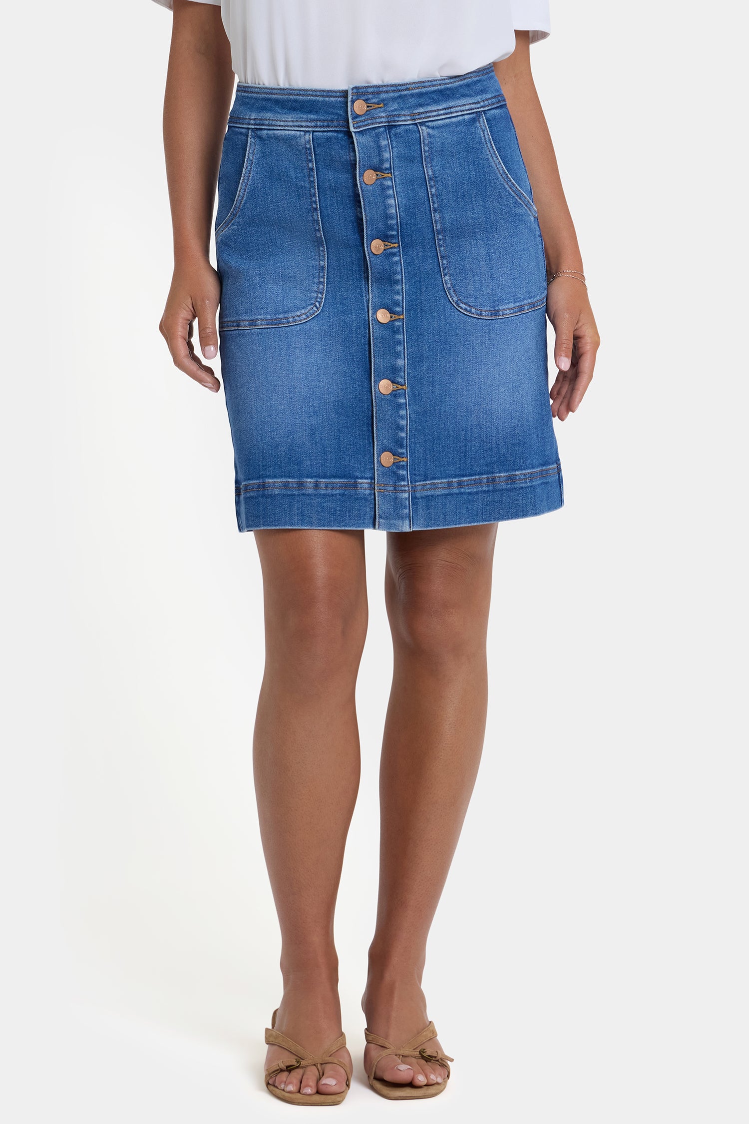 NYDJ High Rise A-Line Utility Denim Skirt  - Blue Paradise