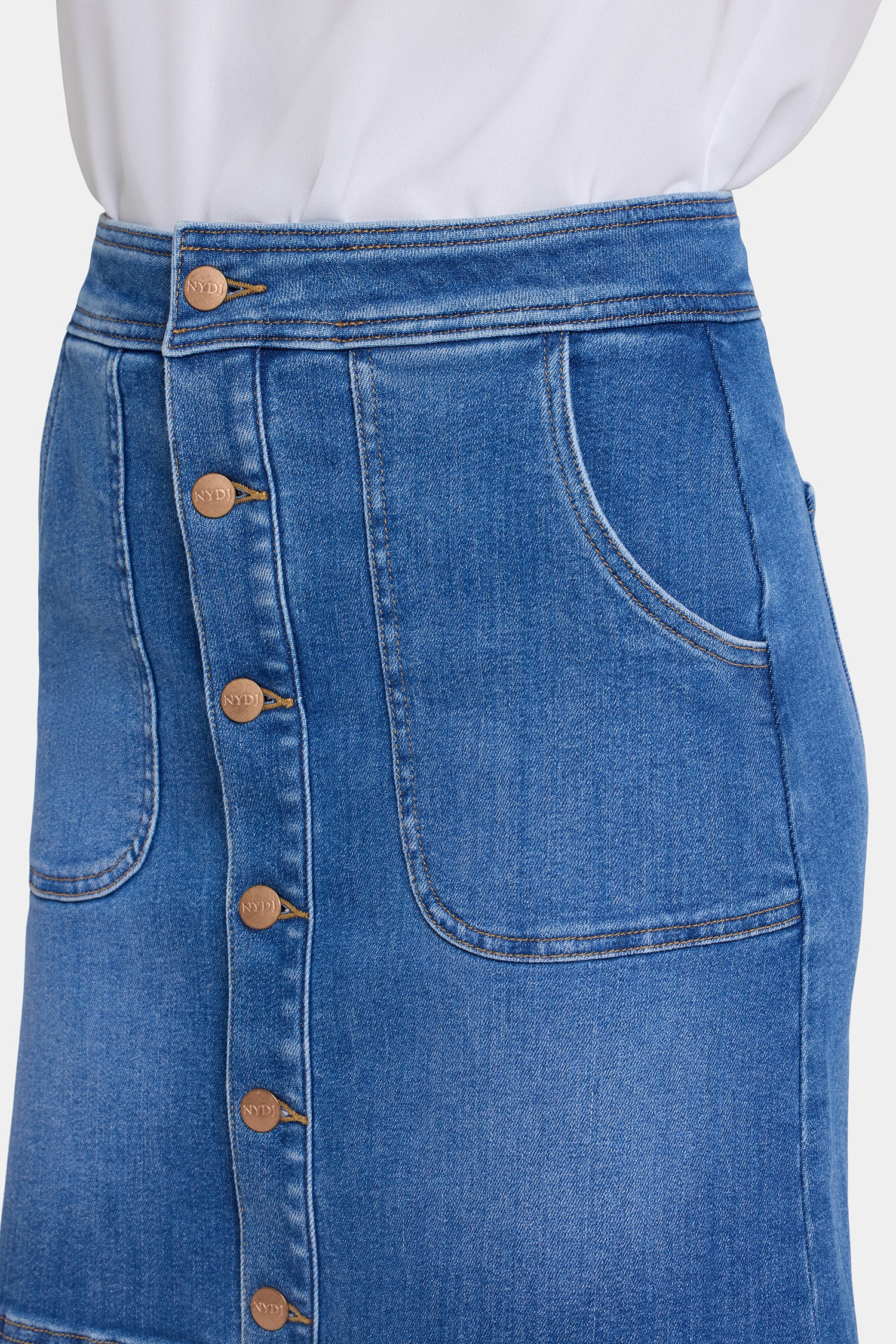 NYDJ High Rise A-Line Utility Denim Skirt  - Blue Paradise