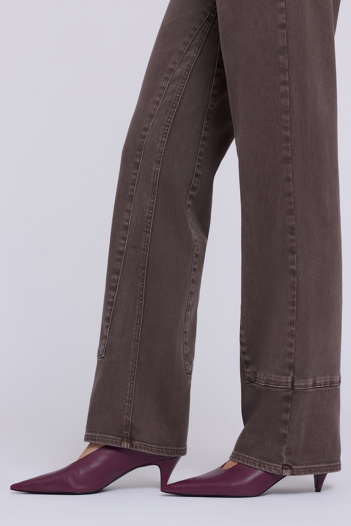 NYDJ Brooke Loose Straight Jeans With Paneled Seam Detail - Retro Espresso