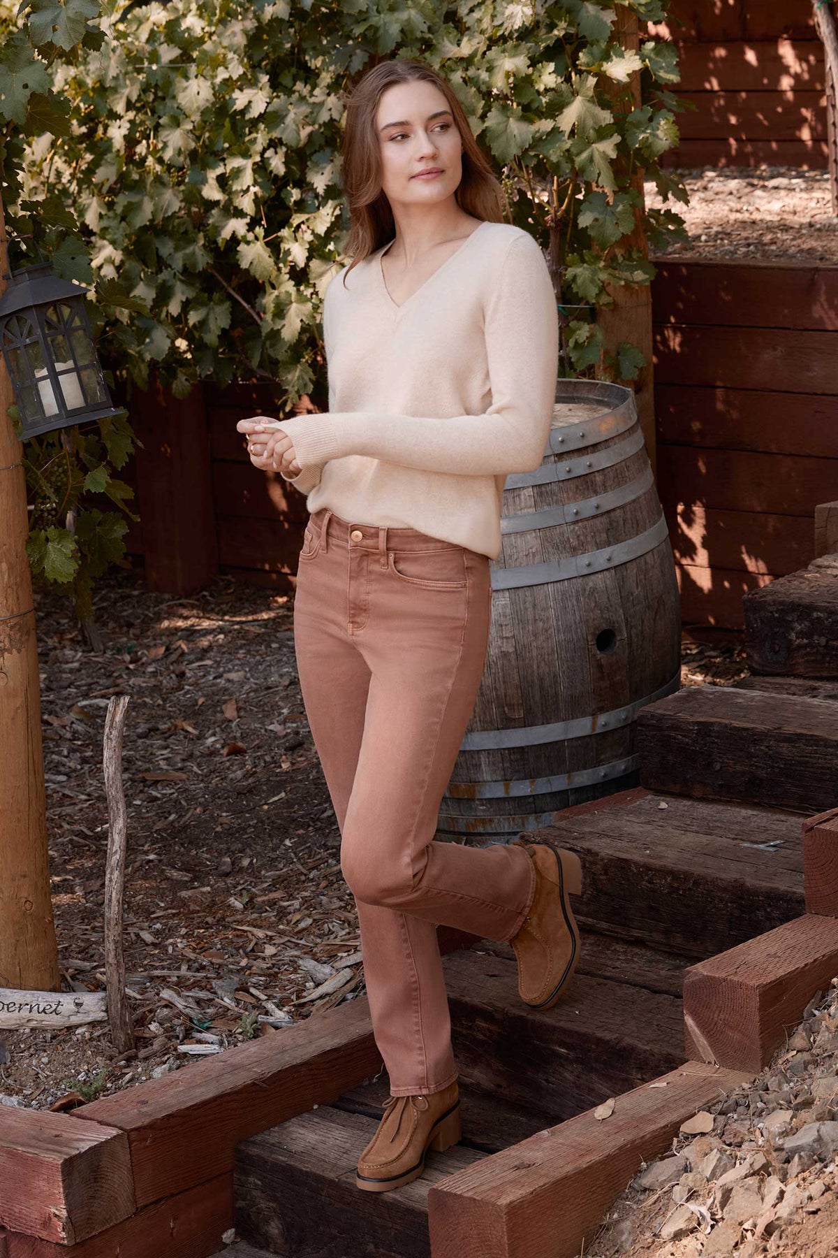 NYDJ Marilyn Straight Jeans With High Rise And 31" Inseam - Retro Mocha Bisque