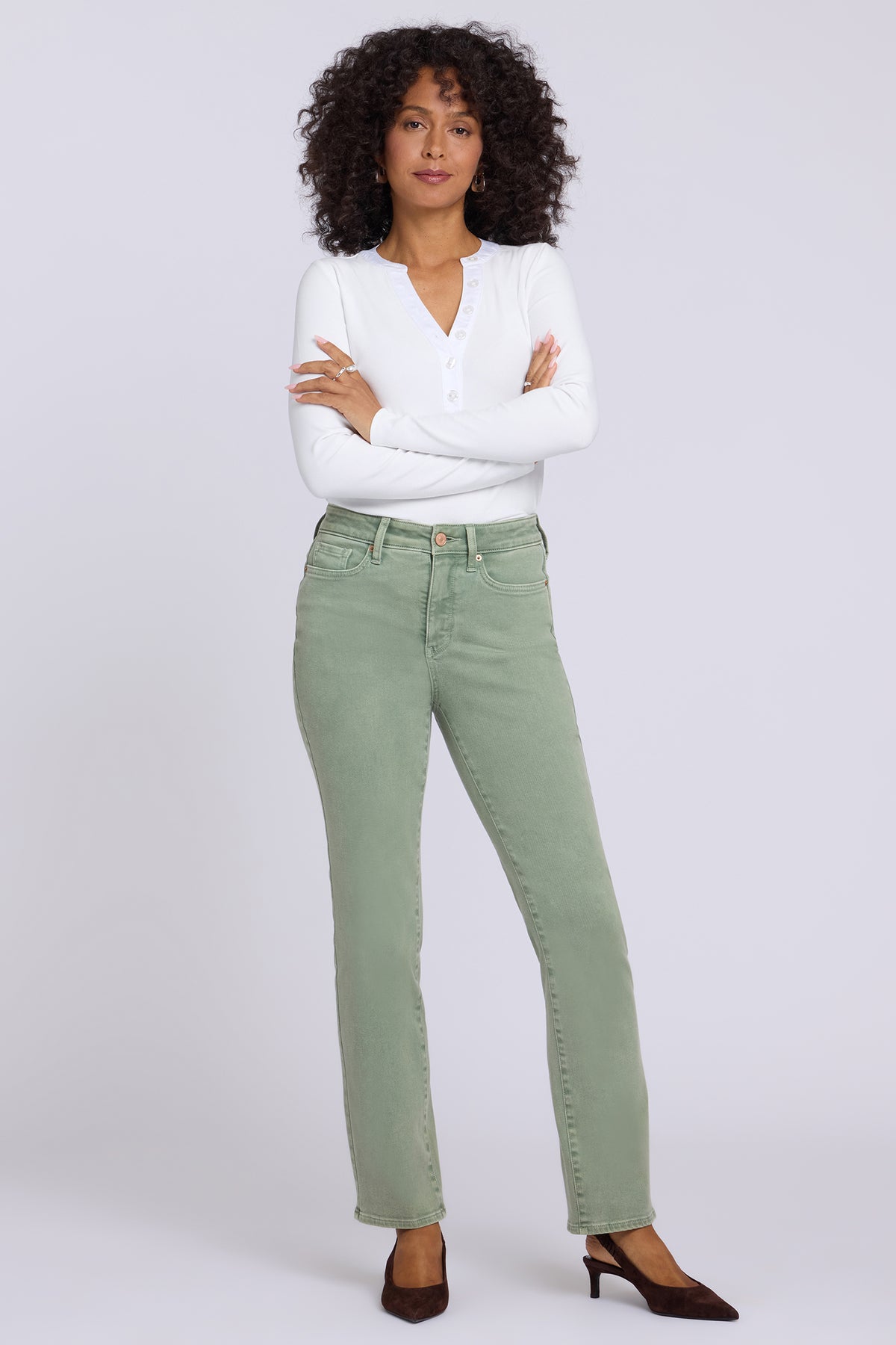 NYDJ Marilyn Straight Jeans With High Rise And 31" Inseam - Retro Artichoke