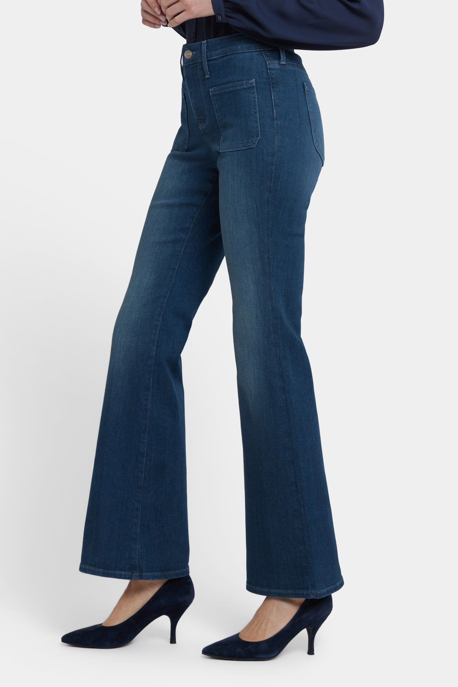 NYDJ Ava Flared Jeans With Front Patch Pockets - Hugo Rain