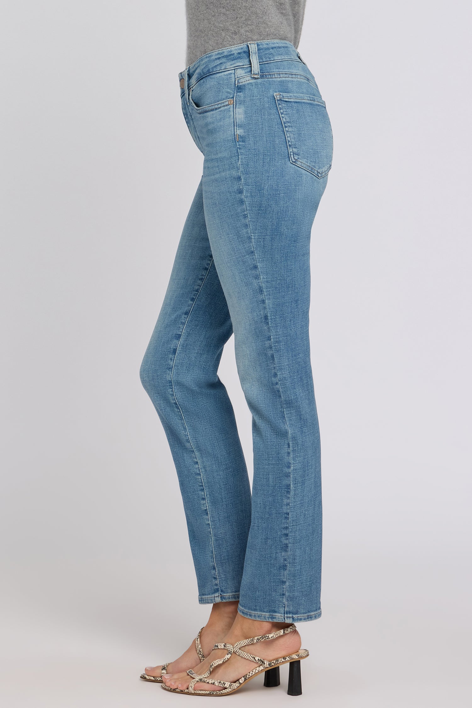 NYDJ Sheri Slim Straight Jeans With Criss-Cross Belt Loop - Dawn Rock
