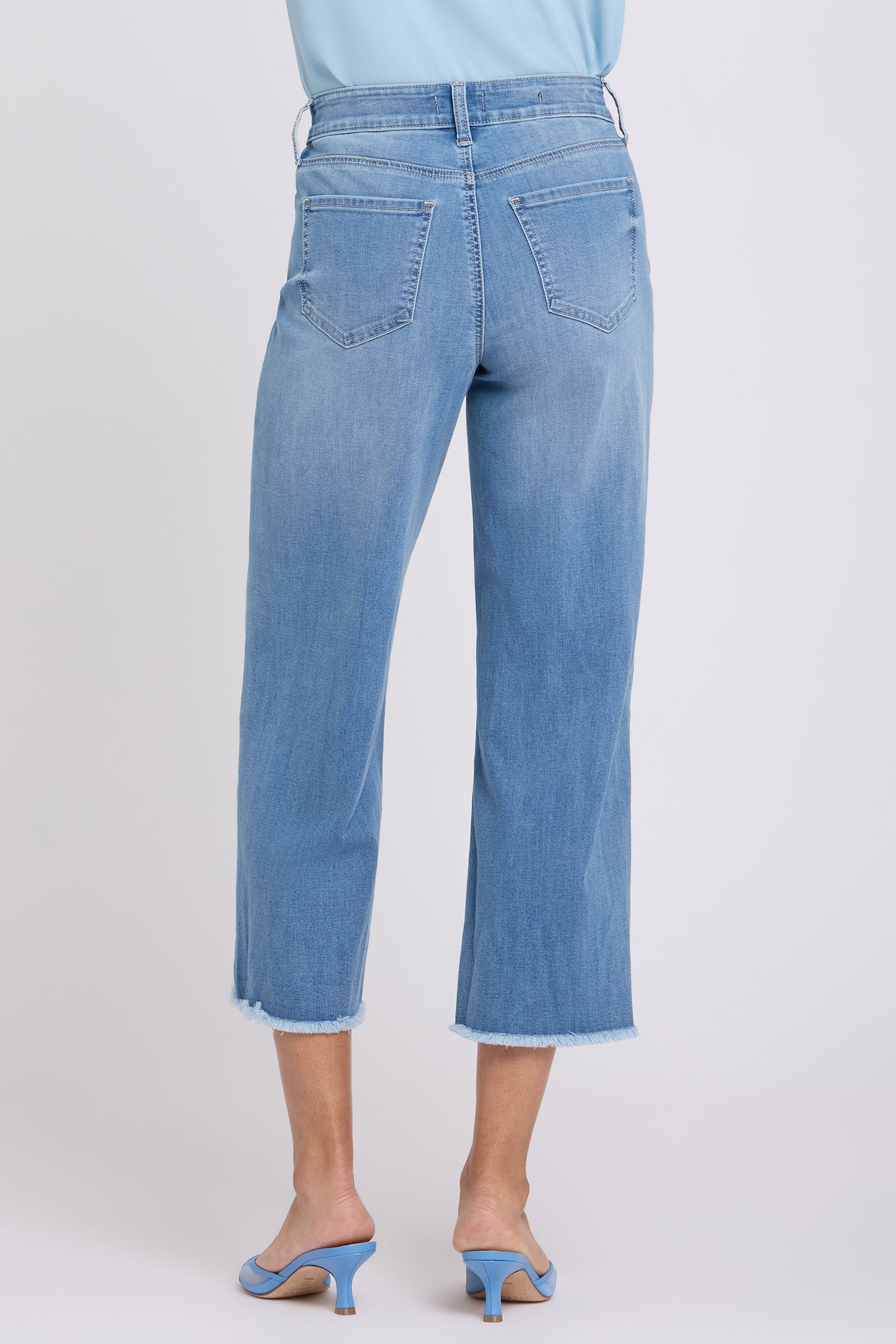 NYDJ Coco Relaxed Wide Leg Crop Jeans With High Rise And Frayed Hems - Vista Lakes