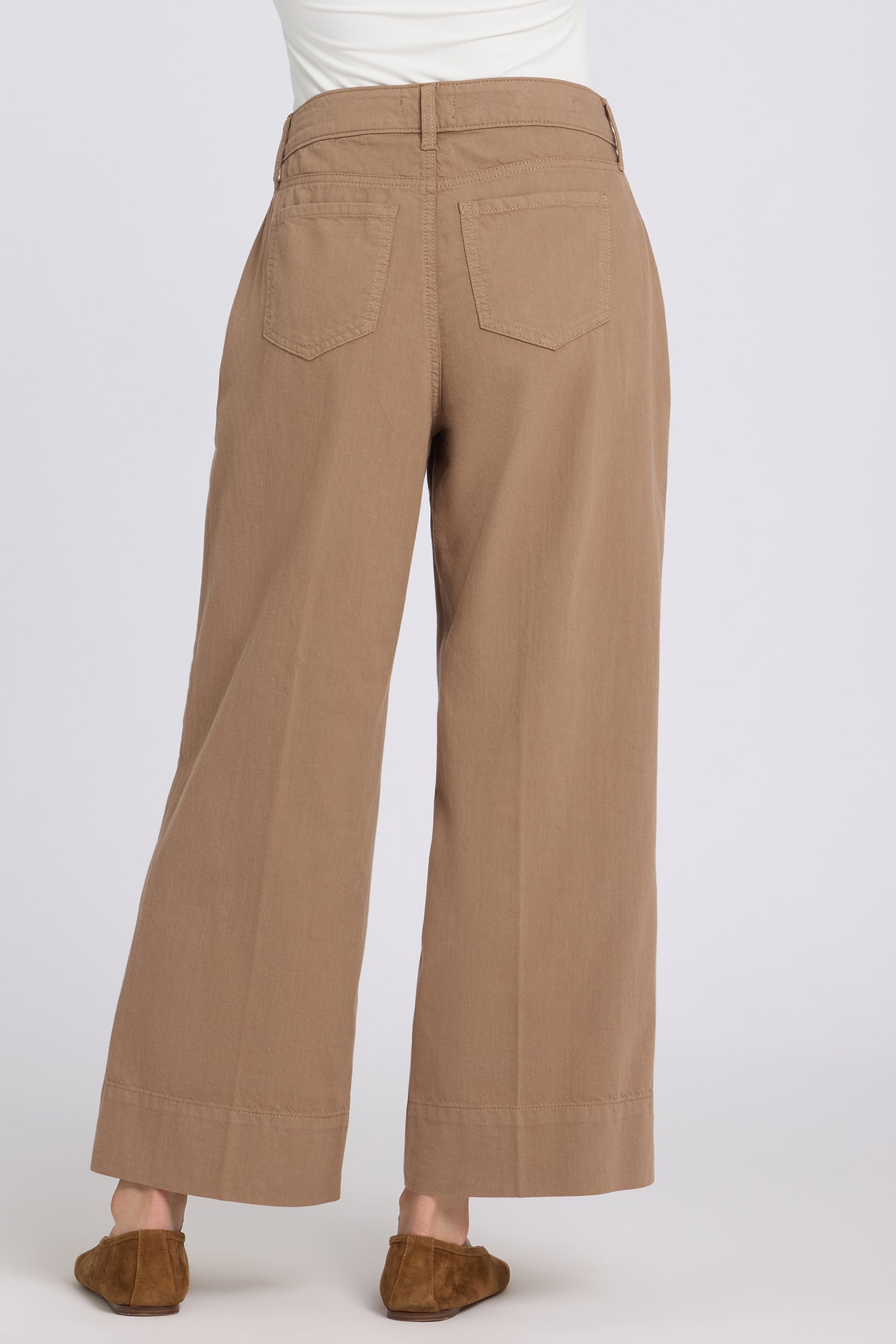 NYDJ Teresa Wide Leg Ankle Jeans With High Rise And Pleats - Toasted Coconut