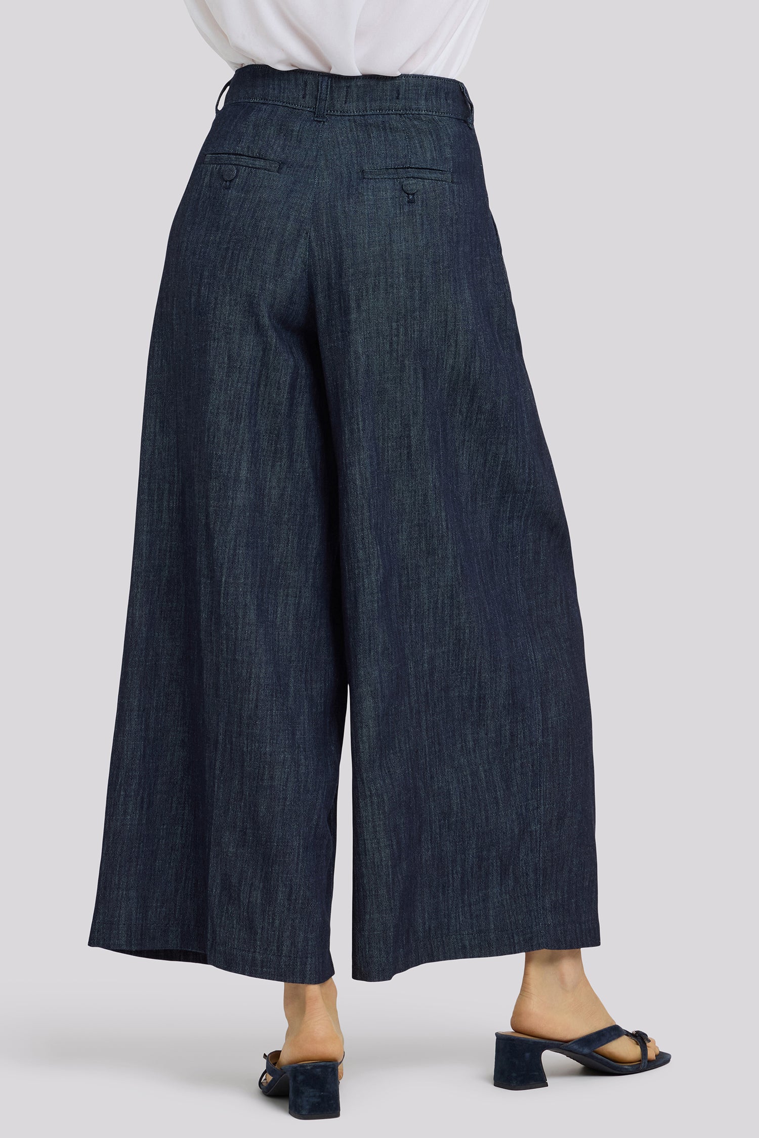 NYDJ Giselle Wide Leg Ankle Trouser Pants With Pleats - Dark Indigo