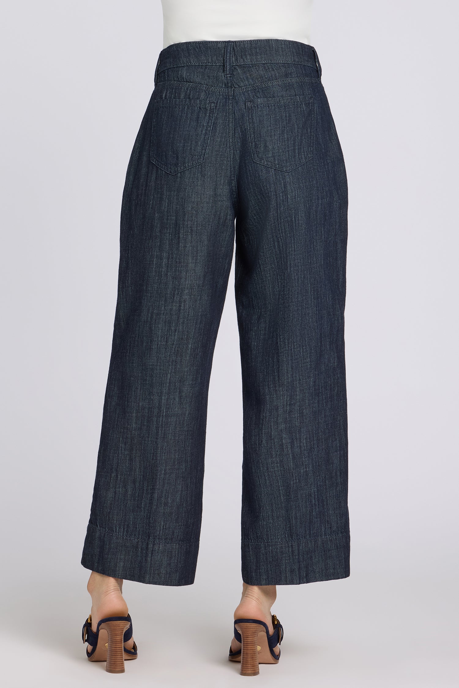 NYDJ Teresa Wide Leg Ankle Jeans With High Rise And Pleats - Dark Indigo